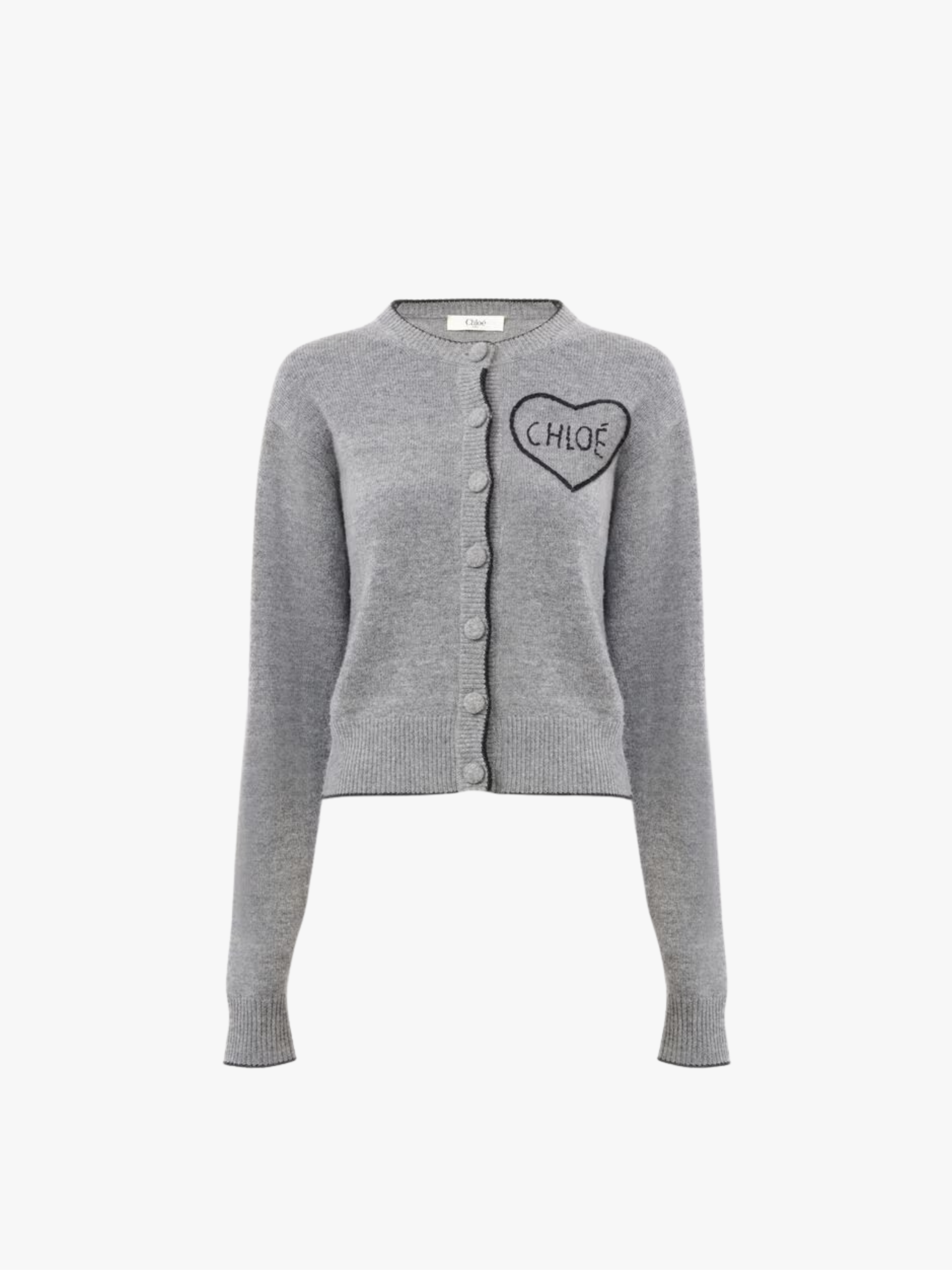 Chloé Fitted Logo Cardigan Divine Gray Cardigan Women's