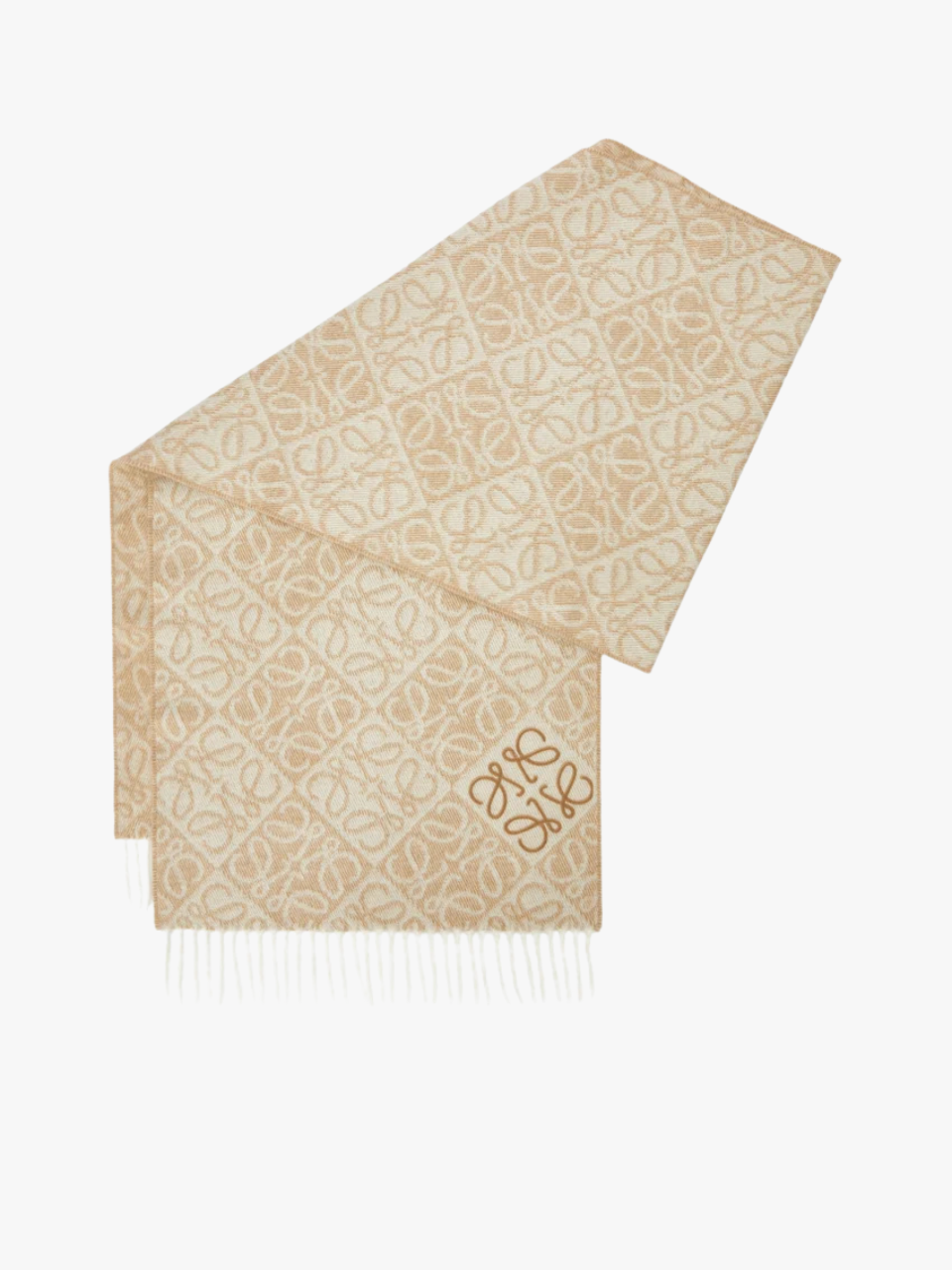 Loewe Anagram wool and cashmere scarf beige women