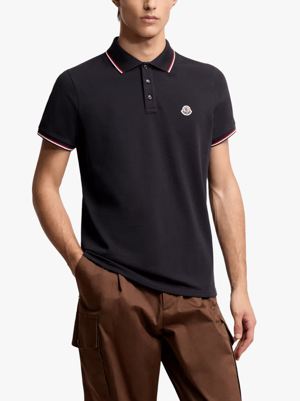 Moncler Tricolour Polo Shirt Navy Herren