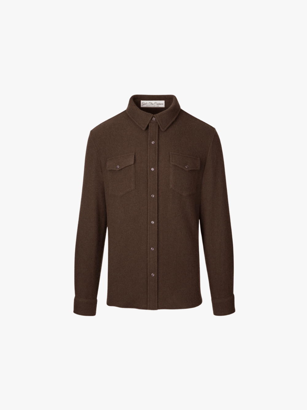 God's True Cashmere Solid Cashmere Shirt Chocolate Brown Men's