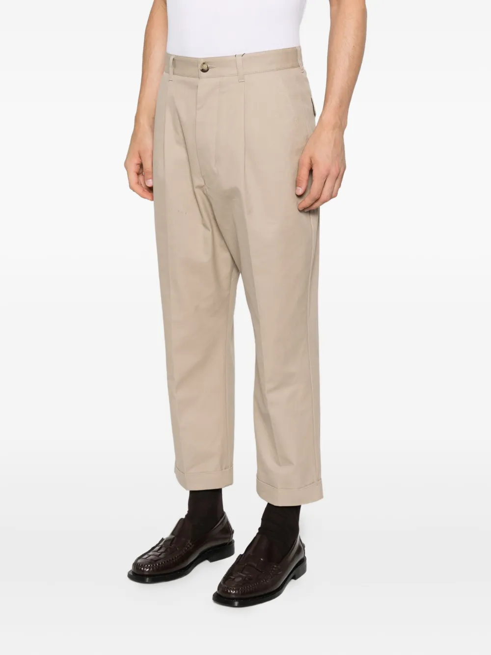 AMI Paris Men's Beige Pleated Trousers