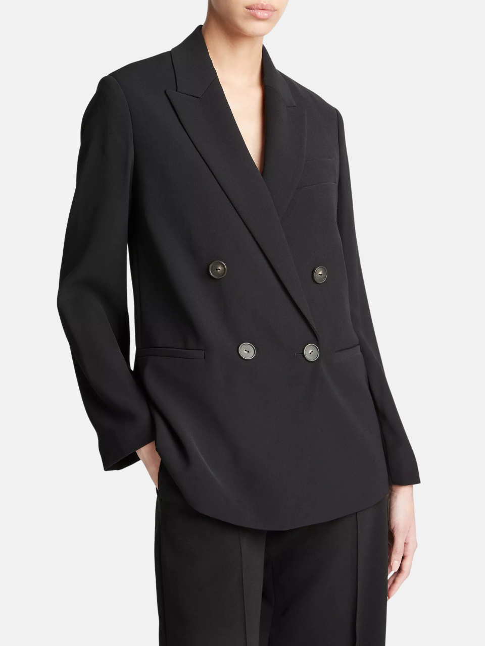 Vince Crepe Double-Breasted Blazer Schwarz Damen