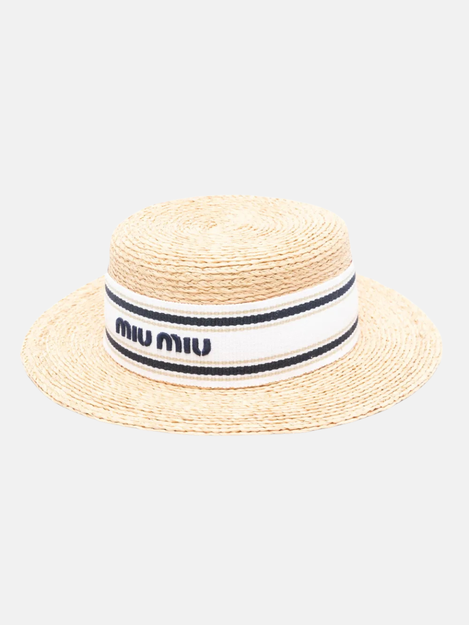 Miu Miu Basthut mit Logo Beige Damen