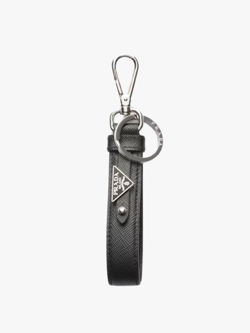 Prada Saffiano leather key fob black men's