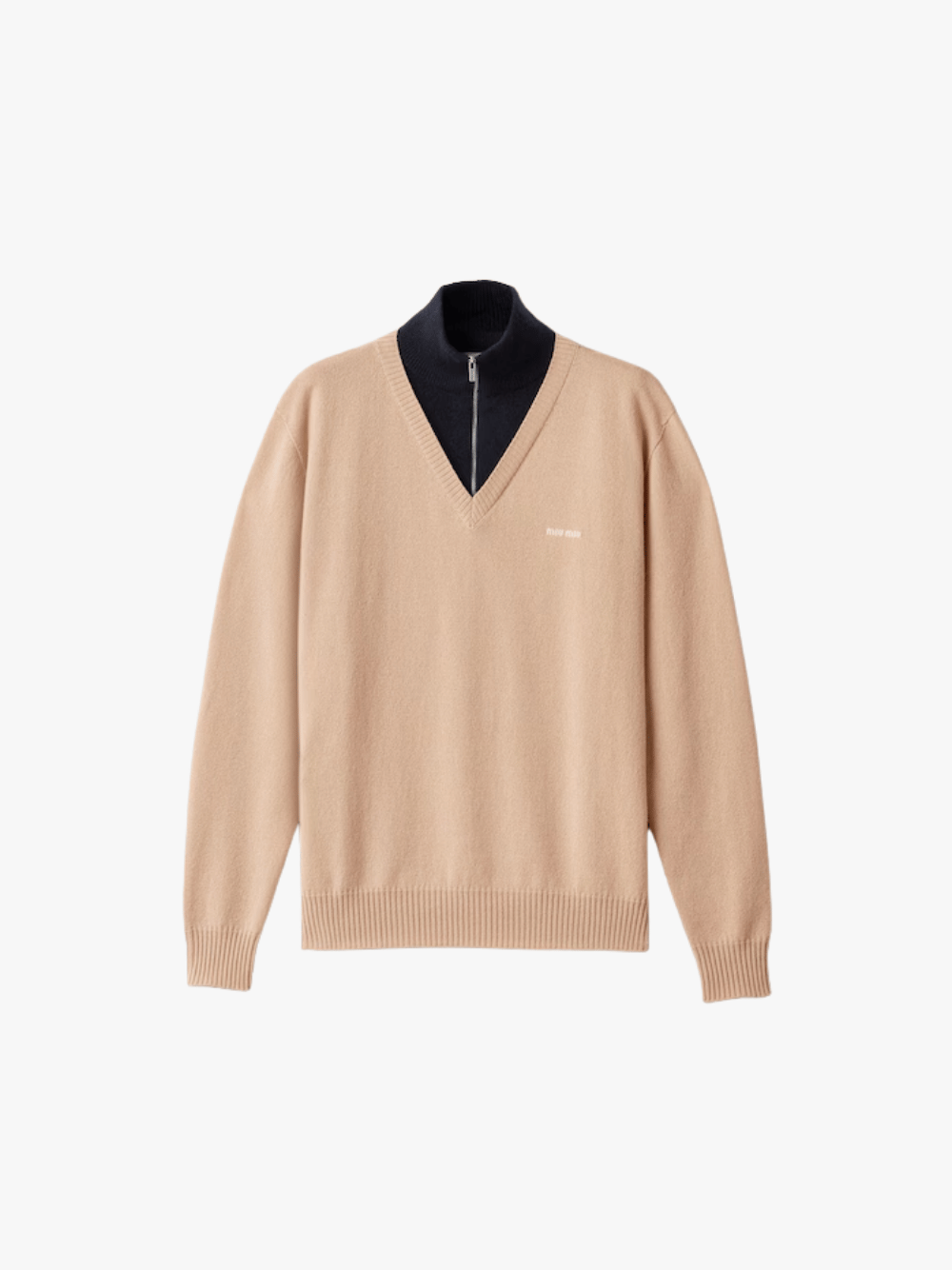 Miu Miu Rollkragenpullover aus Kaschmir Albino Weiß/Blau Damen