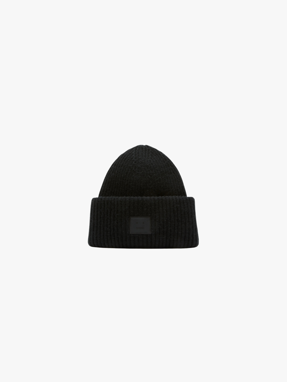 Acne Studios Beanie Large Face Logo Yak-Wolle Schwarz Herren Acne Studios Beanie Large Face Logo Yak-Wolle Schwarz Herren