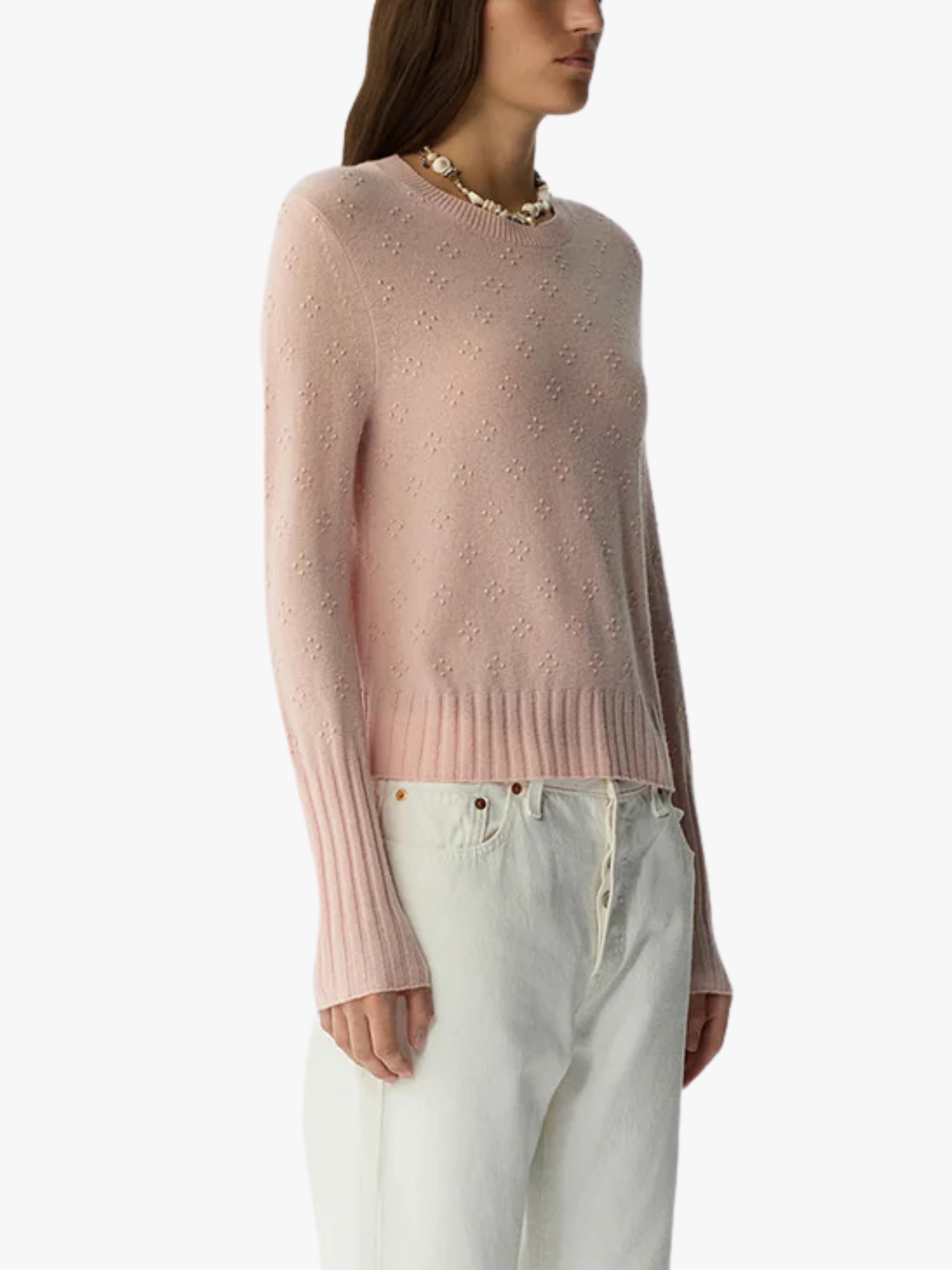 Guest In Residence Compass Shrunken Crew Powder Pink Pullover Damen