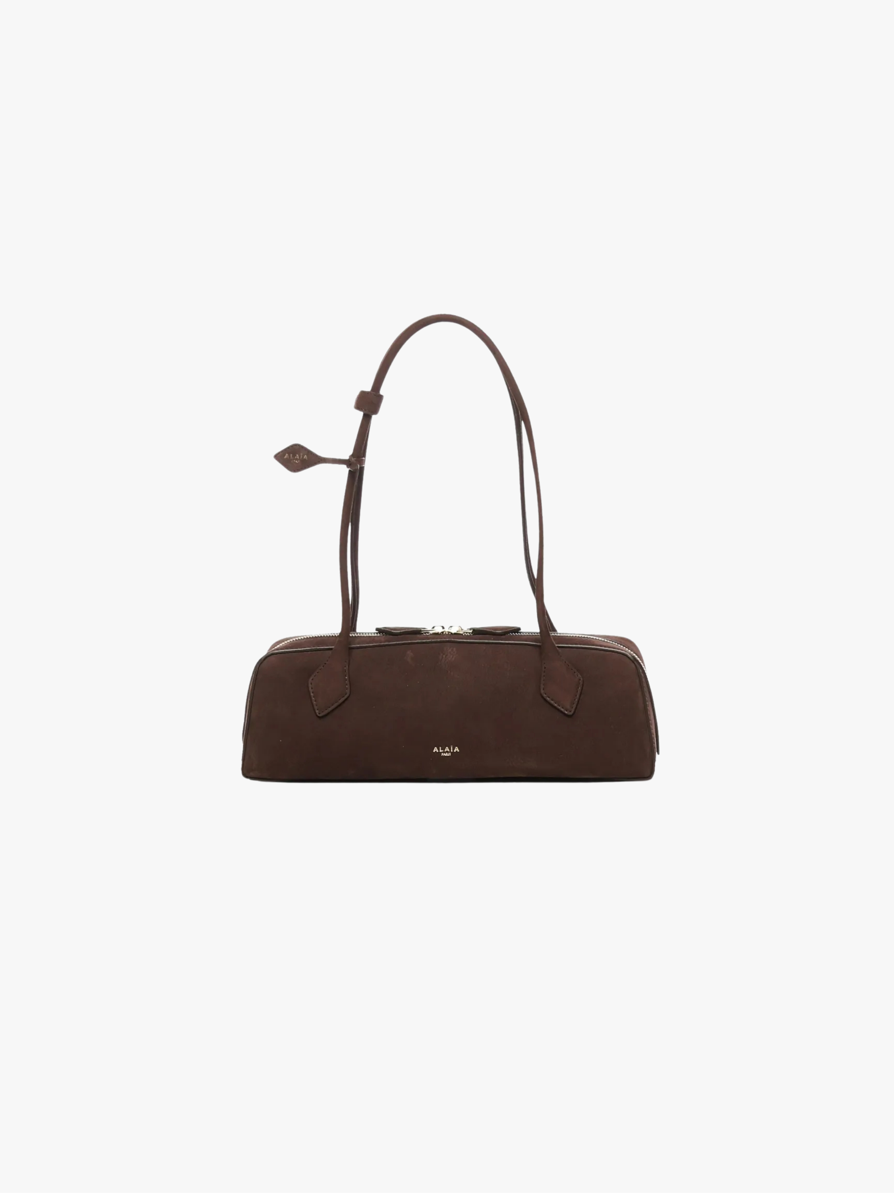 Alaïa Mittelgroße Le Teckel Schultertasche aus Wildleder Braun Damen