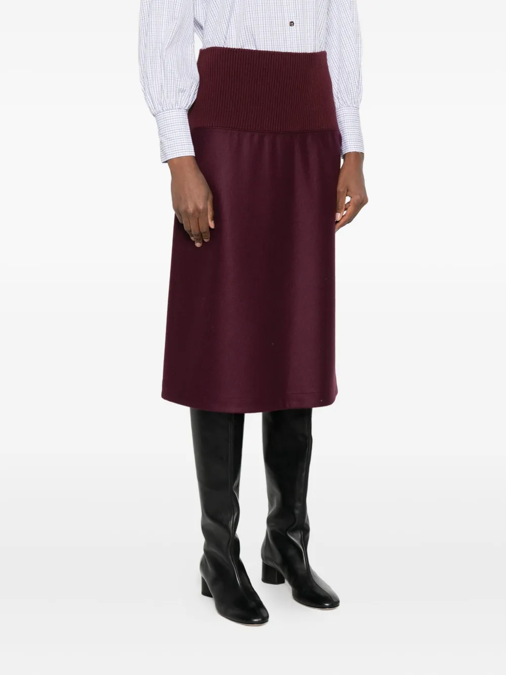Jil Sander gerippter Rock mit hoher Taille Burgunderrot Damen