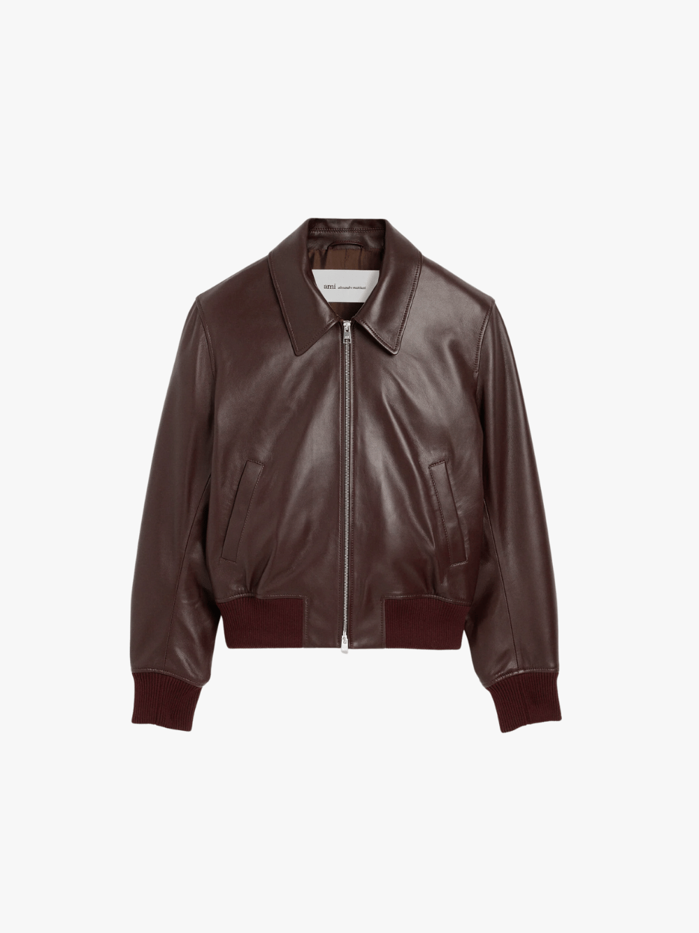Ami Paris Blouson aus burgundfarbenem Lammleder Dunkle Kirsch Herren
