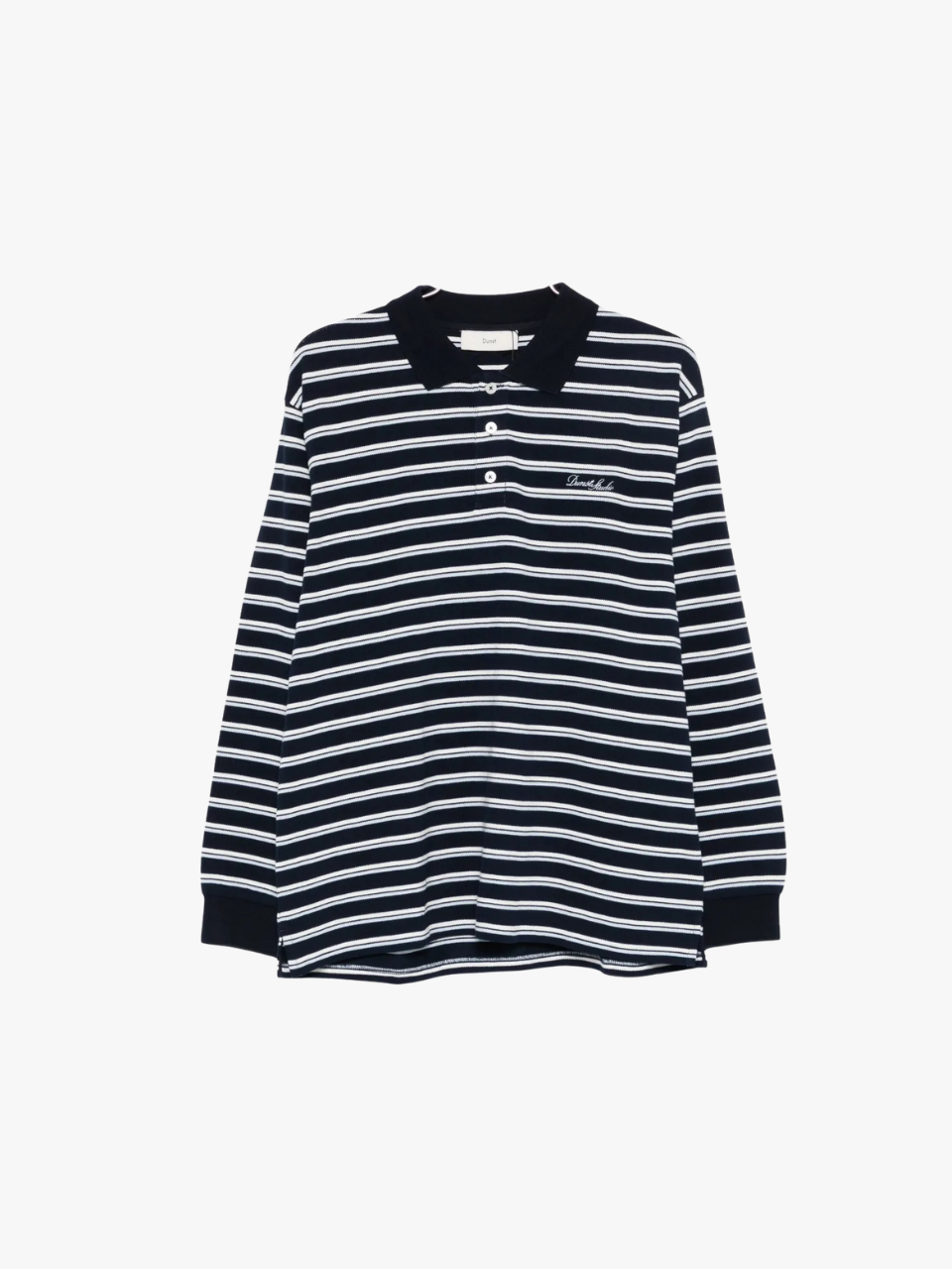 Dunst Gestreiftes Langarm-Poloshirt Hellblau Herren