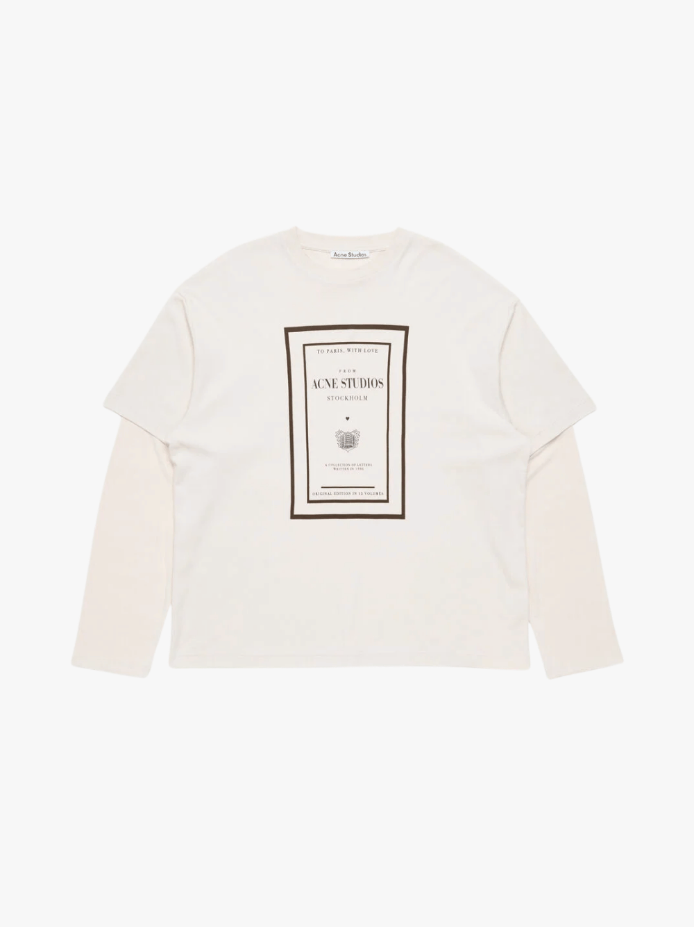 Acne Studios Layered Graphic Langarm T-Shirt Beige Damen