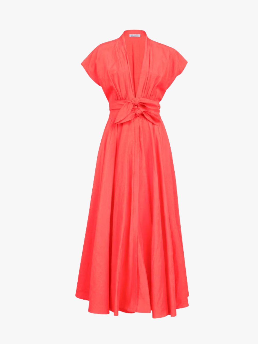 Alaia Belted Linen-Blend Dress Rot Damen