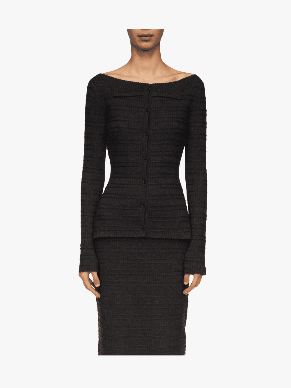 Victoria Beckham Folded Detail Cardigan Dark Grey Women