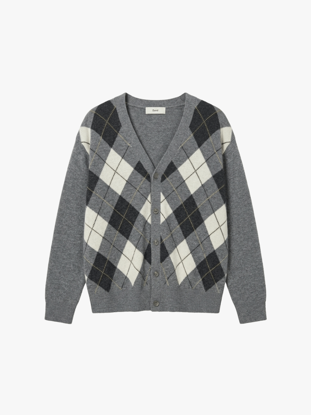Dunst V-Neck Argyle Cardigan Grey Men