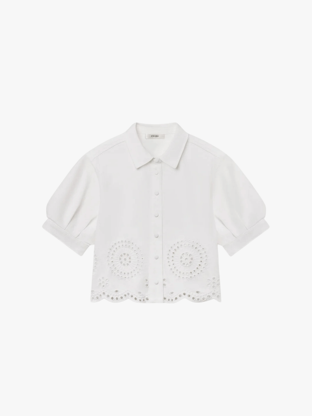 FRAME The Eyelet Billow Sleeve Shirt Weiß Damenbluse