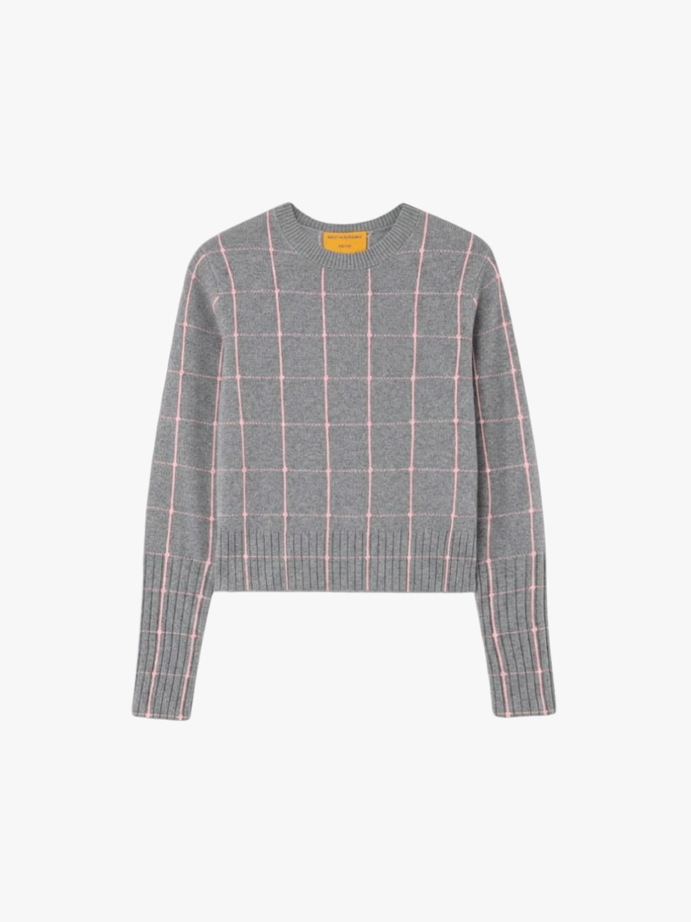 Guest in Residence Shrunken Checker Crew Pullover Heather Grey/Sprinkle Grau Damen