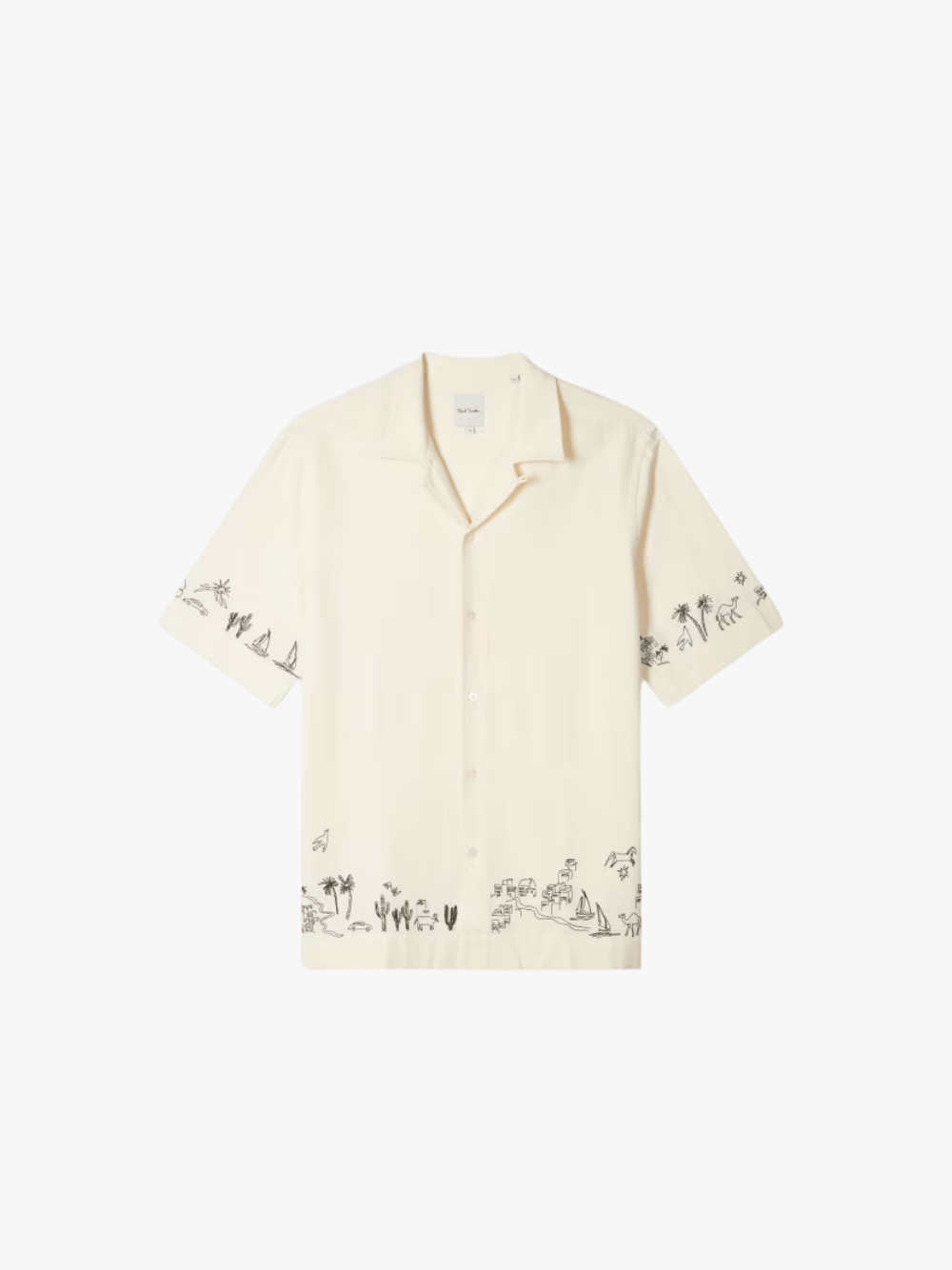 Paul Smith Ecru Viscose‑Linen Embroidered Shirt Herren