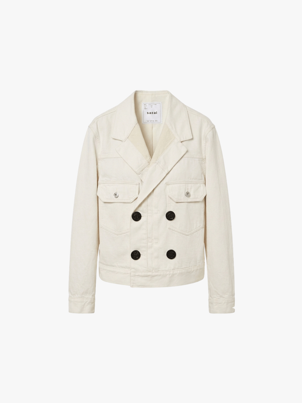 Sacai Denim Jacke Off White Cream Damen