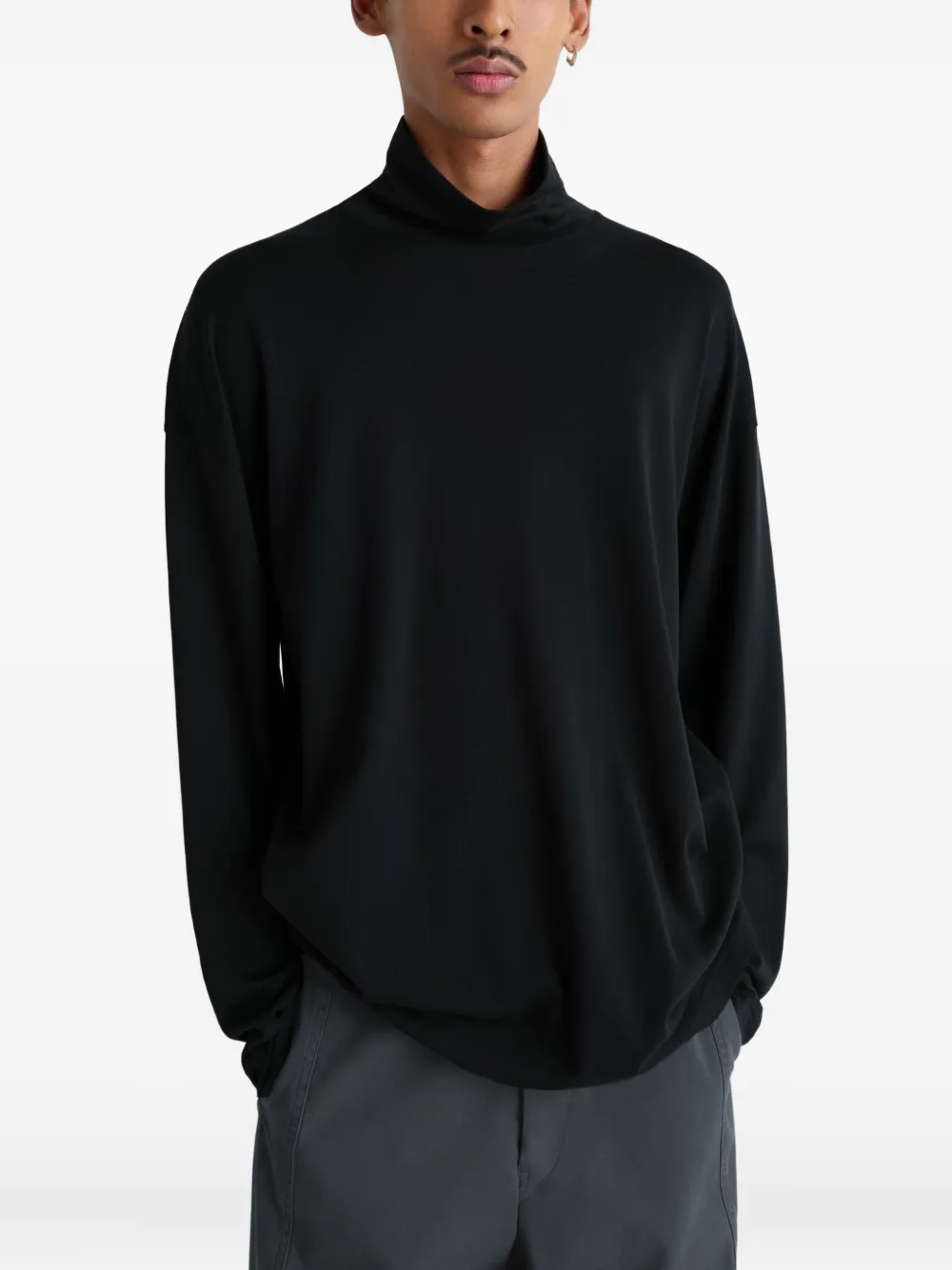 Lemaire hochgeschlossenes Longsleeve Schwarz Herren