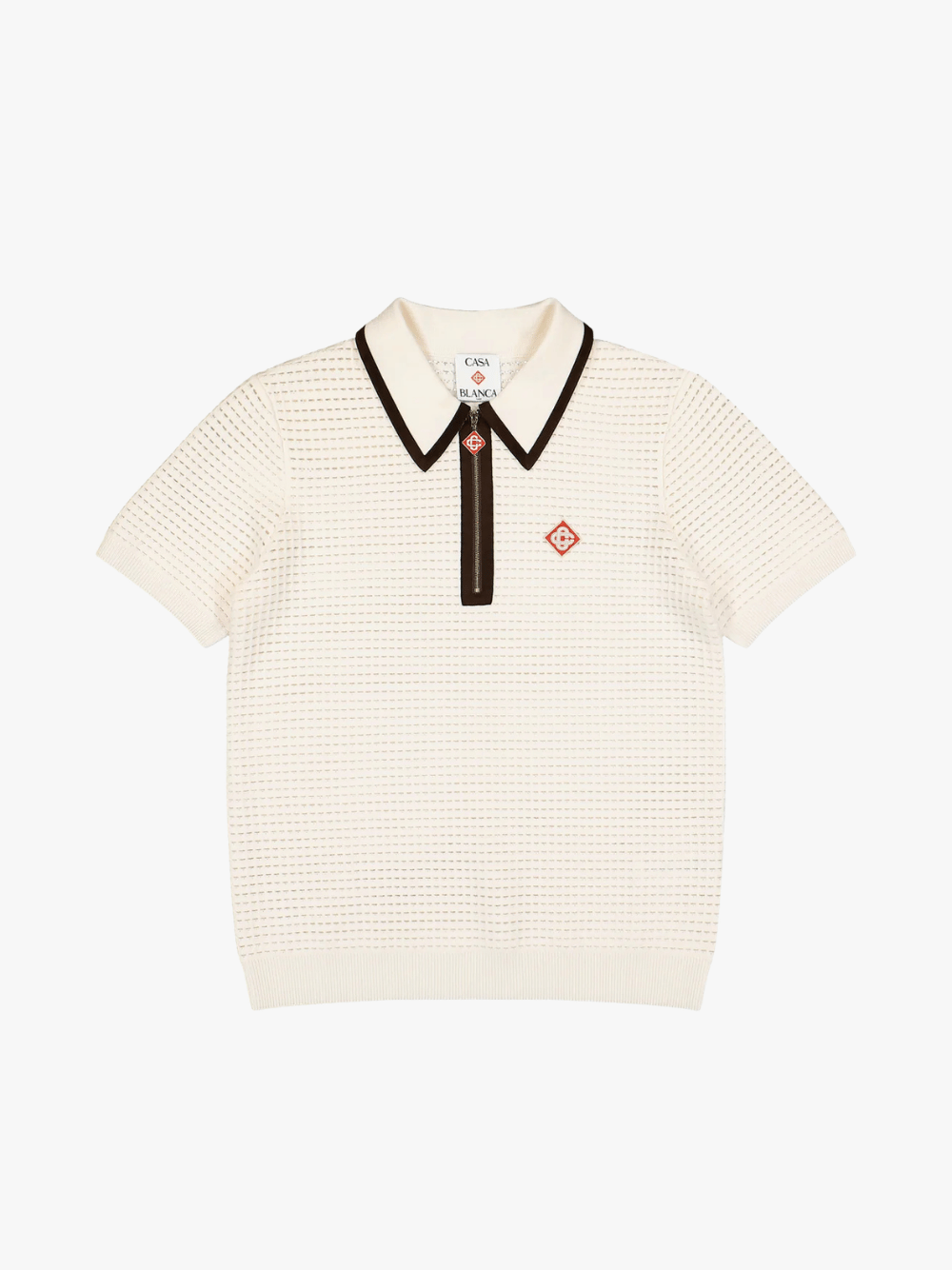 Casablanca Waffle Stitch Polo Shirt Weiß Herren