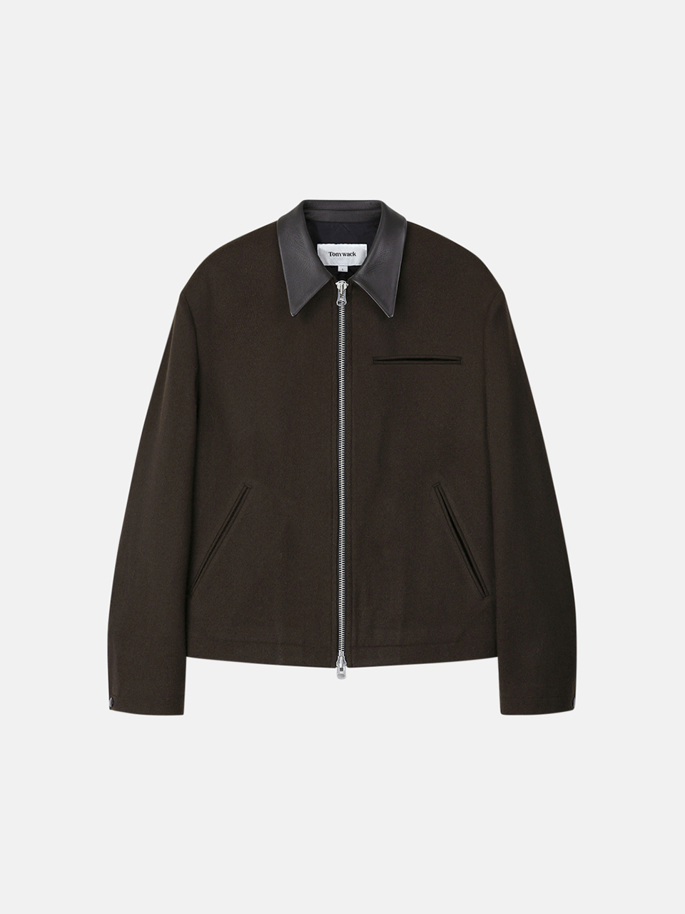 Tonywack Leather Trim Wool Blouson Dark Brown Herren