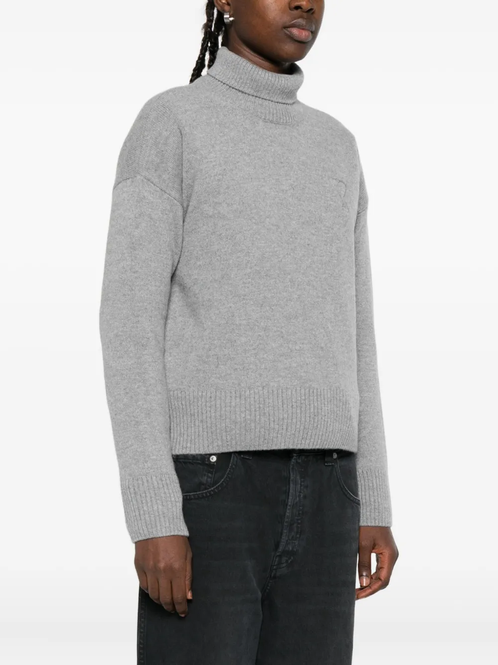 AMI Paris Women's Grey Turtleneck Jumper AMI Paris Women's Grey Turtleneck Jumper
