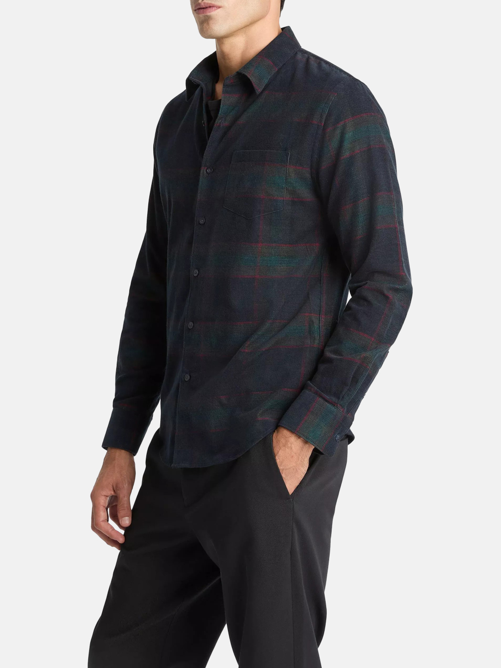 Vince Holme Plaid Cotton Shirt Jacket Coastal Blue Men