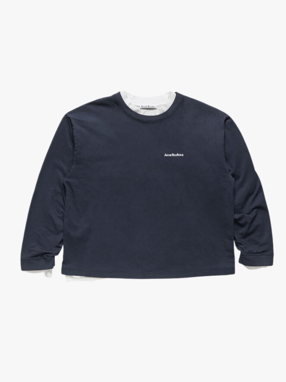 Acne Studios Crewneck Sweater with Layered Look Navy Men