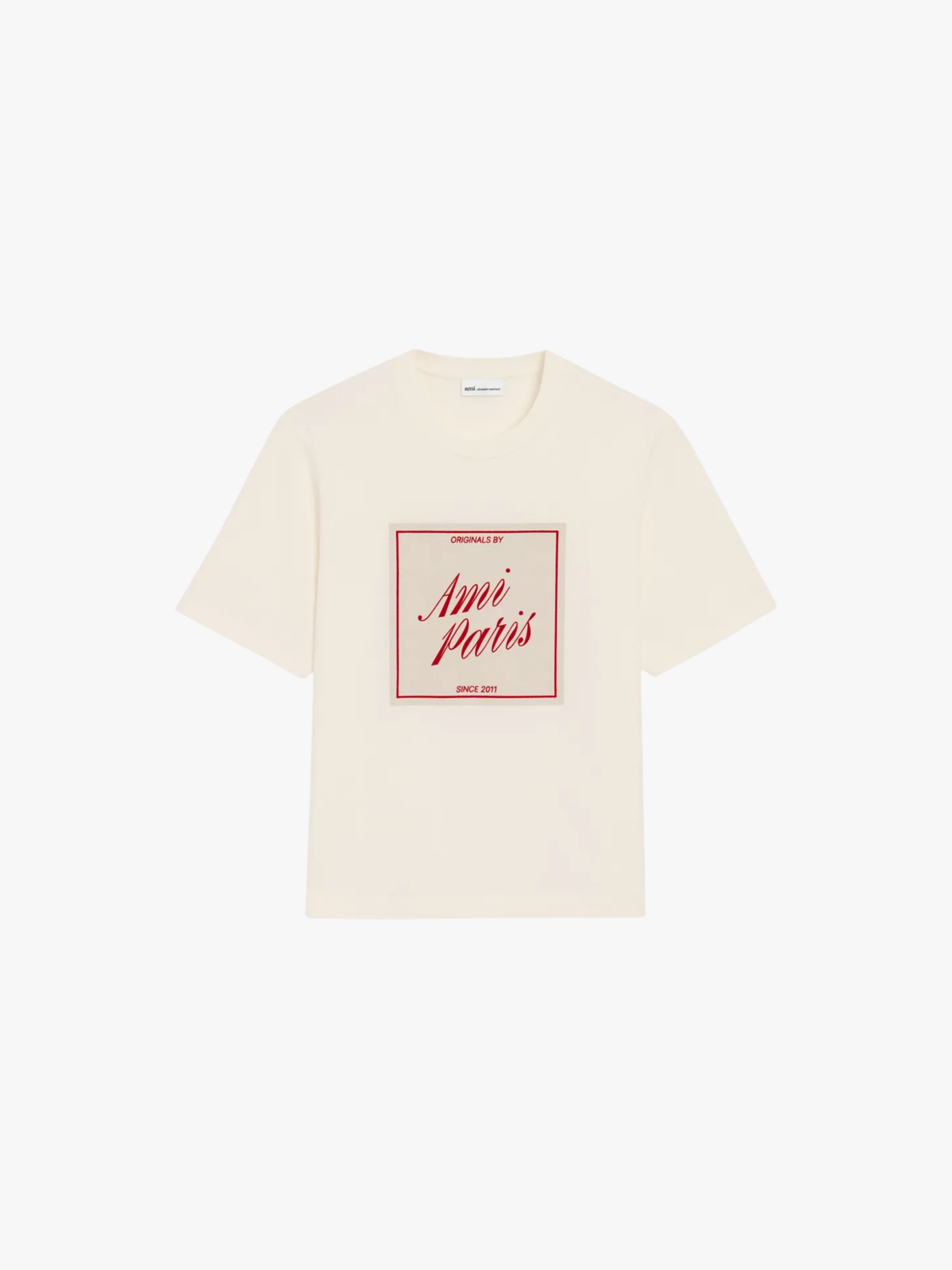 AMI Paris Heritage Print T‑Shirt Cream Herren