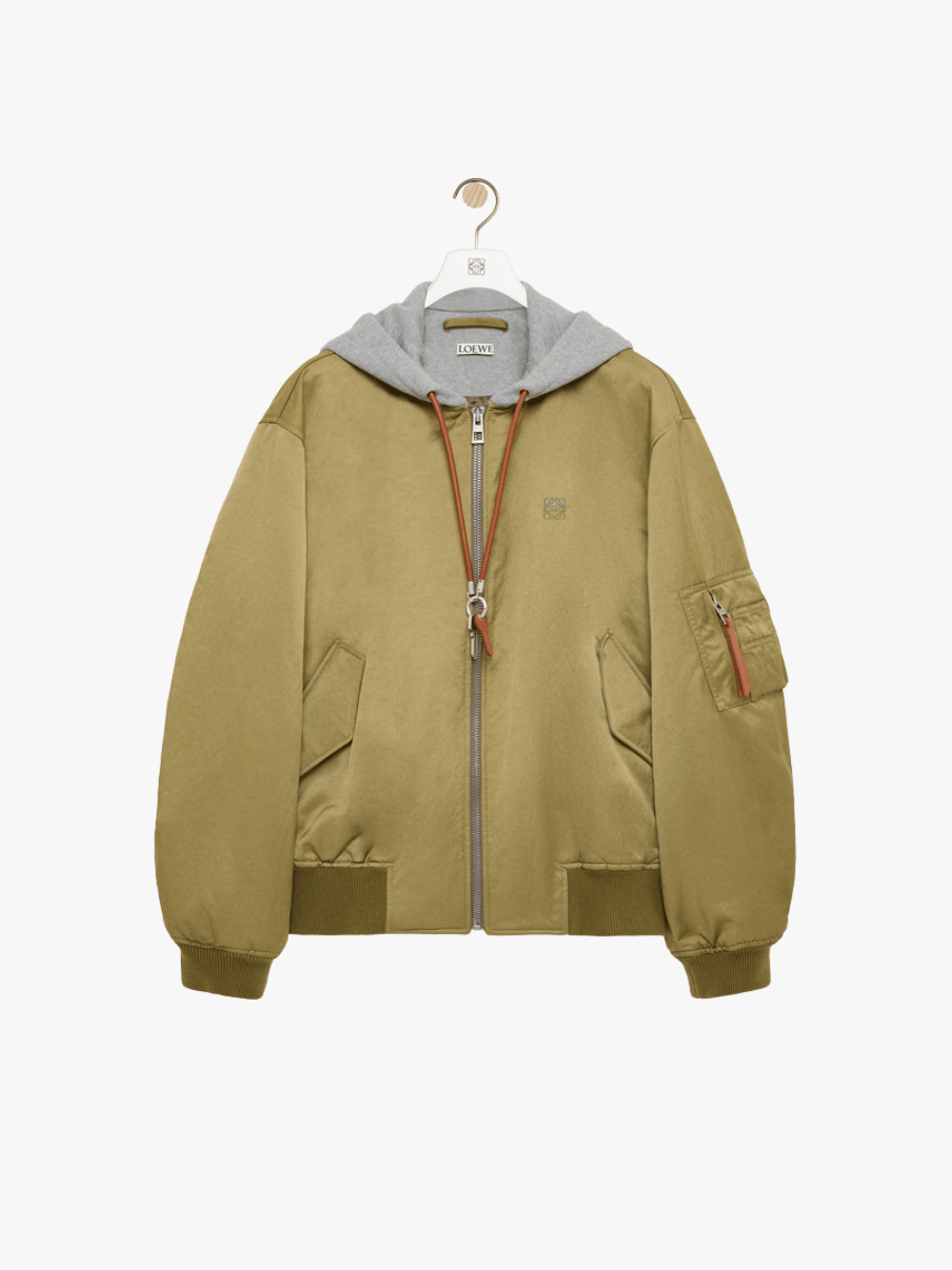 Loewe Bomber Jacket in Technical Shell Khaki Men