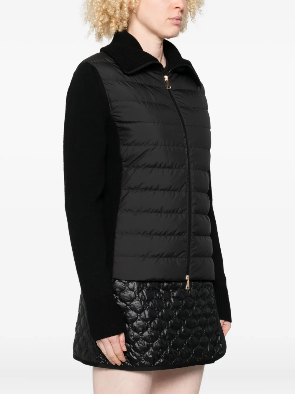 Moncler Quilted Jacket with Knitted Insert Black Women