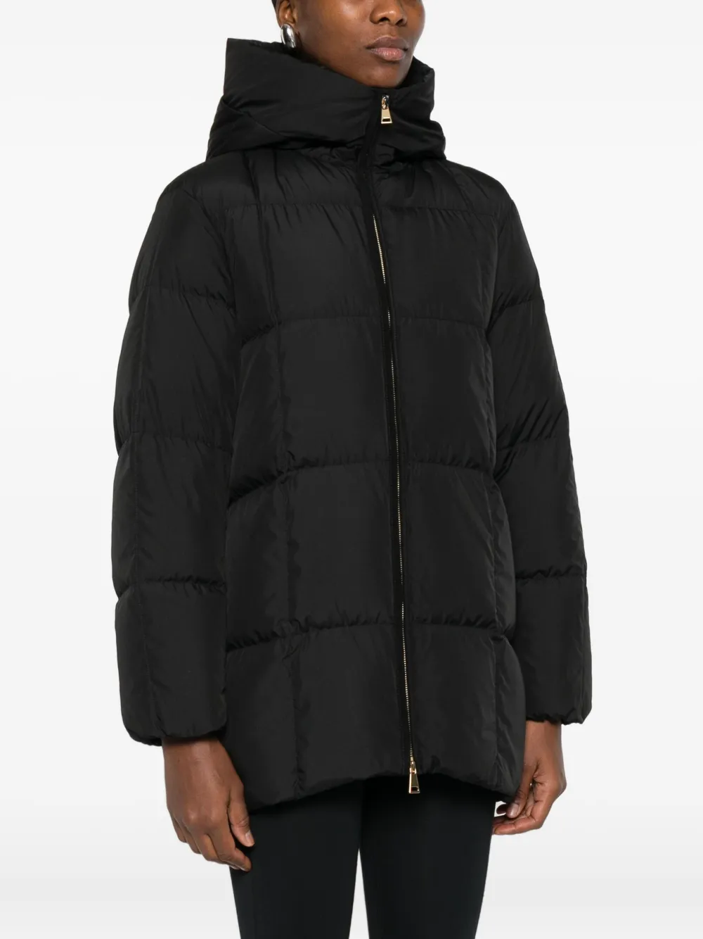 Moncler gesteppte Kapuzenjacke Schwarz Damen