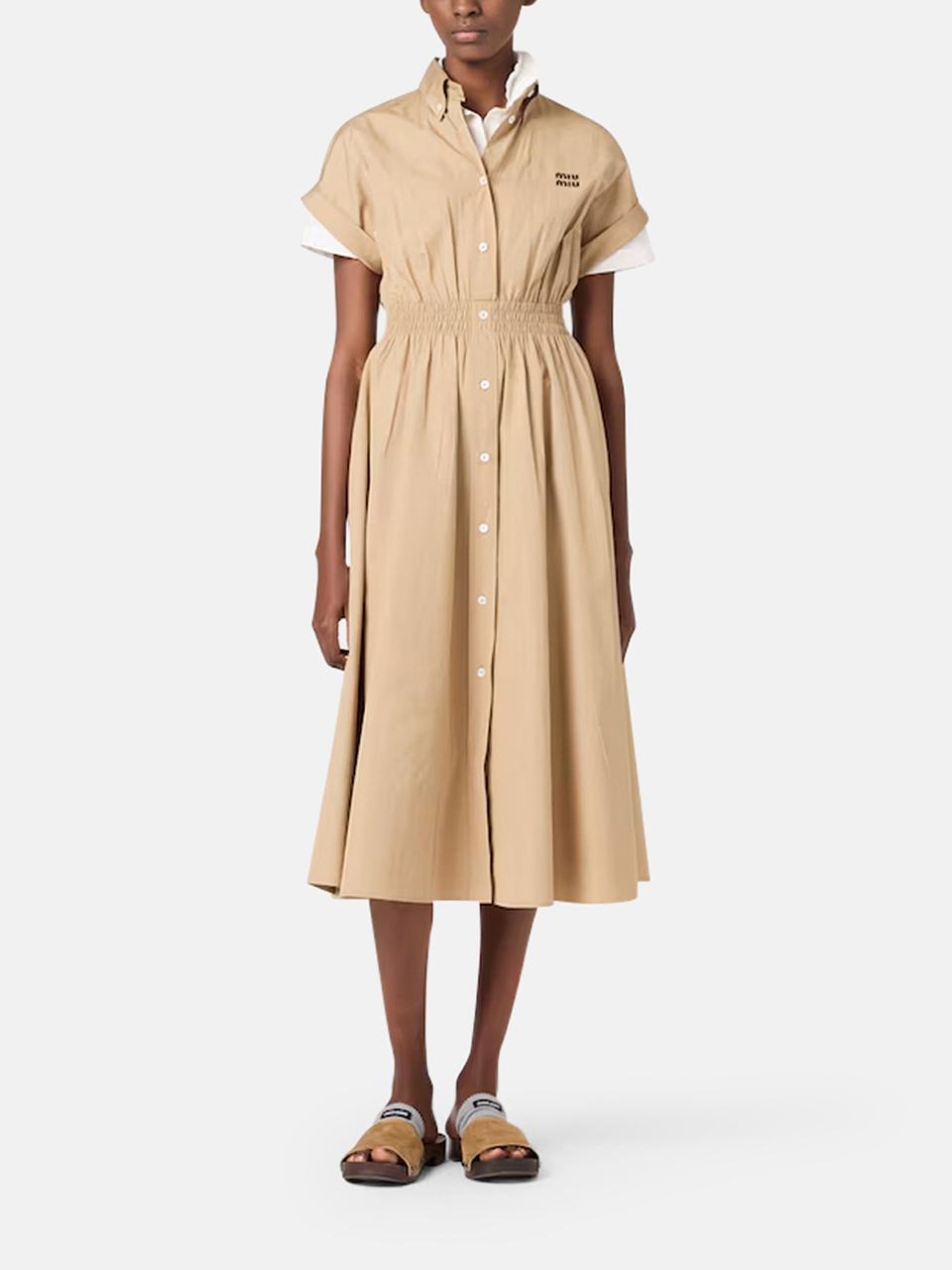 Miu Miu Blusenkleid aus Popeline Khaki Damen