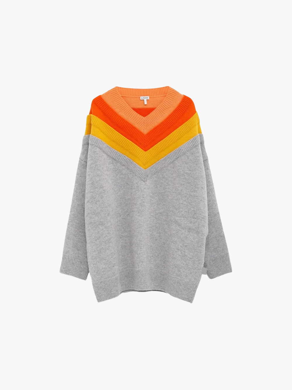 LOEWE Pullover in Colour-Block-Optik mit V-Ausschnitt Grau Damen