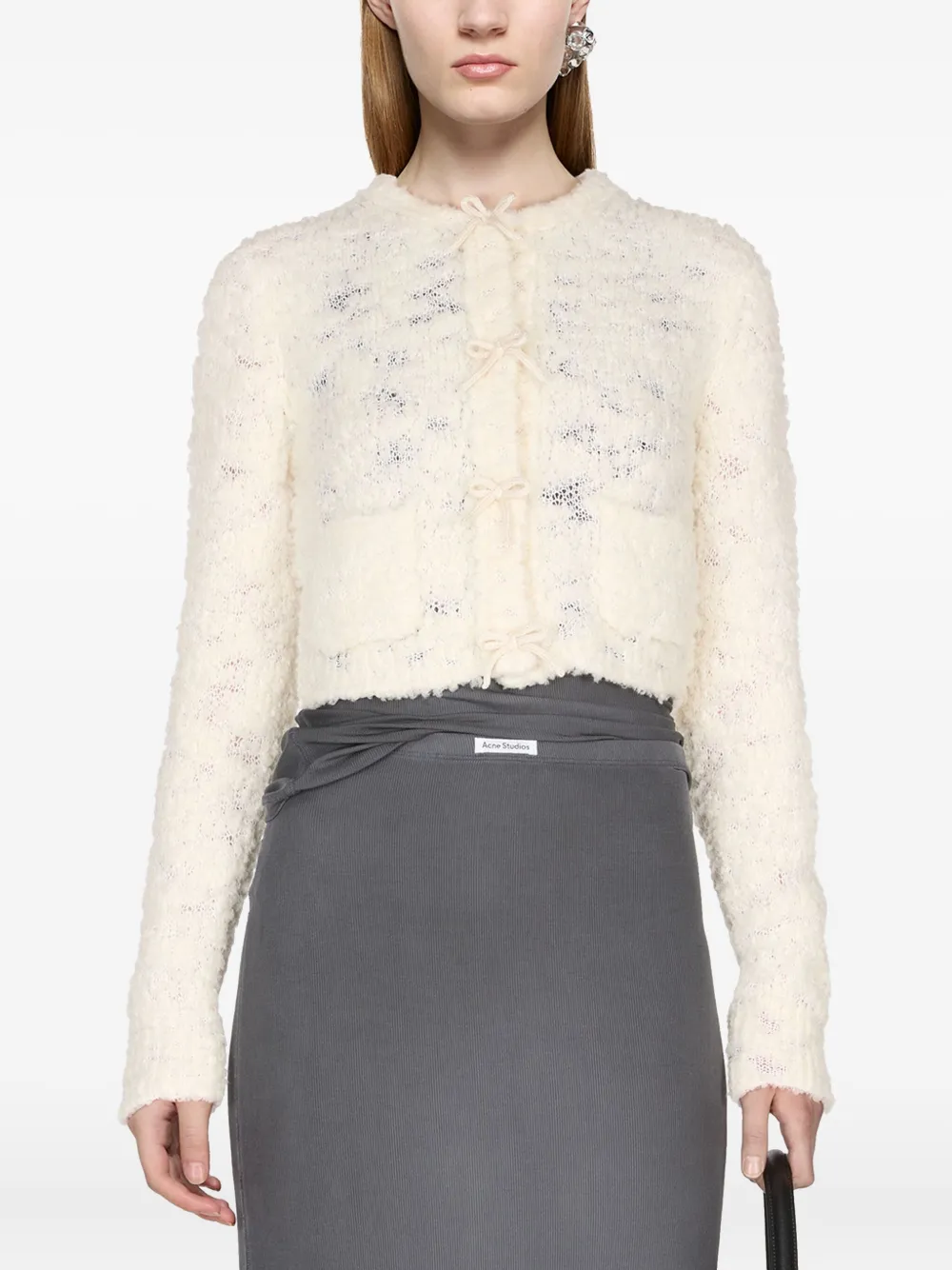 Acne Studios Cardigan mit Schleife Weiß Damen