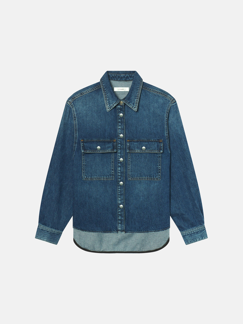 Frame The Long Sleeve Hi-Low Shirt Wander Blau Damen