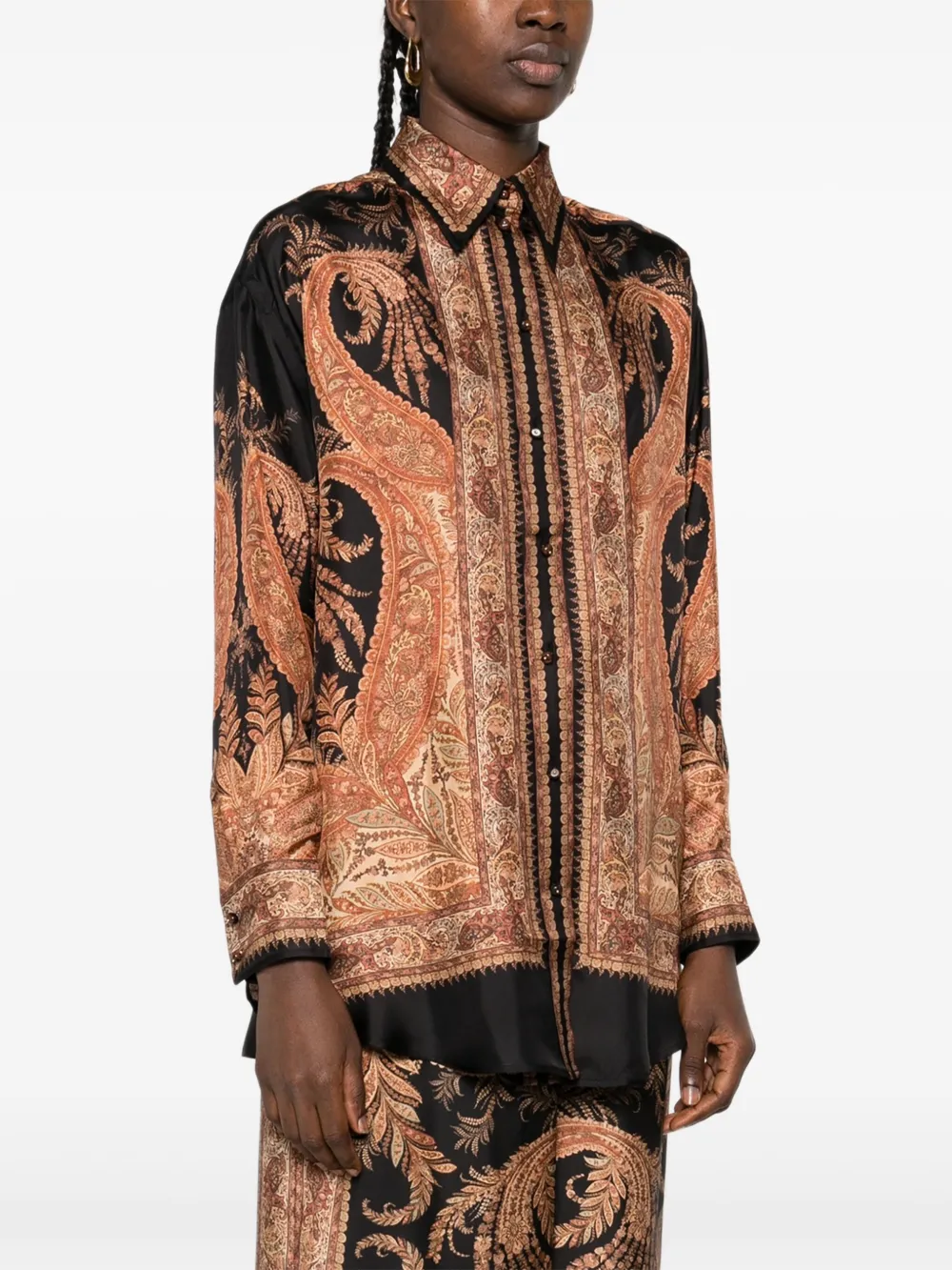 ZIMMERMANN Hemd mit Paisleymuster Schwarz Damen