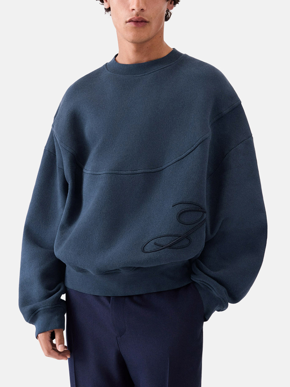 Jacquemus Sweatshirt mit gesticktem Monogramm Navy Herren