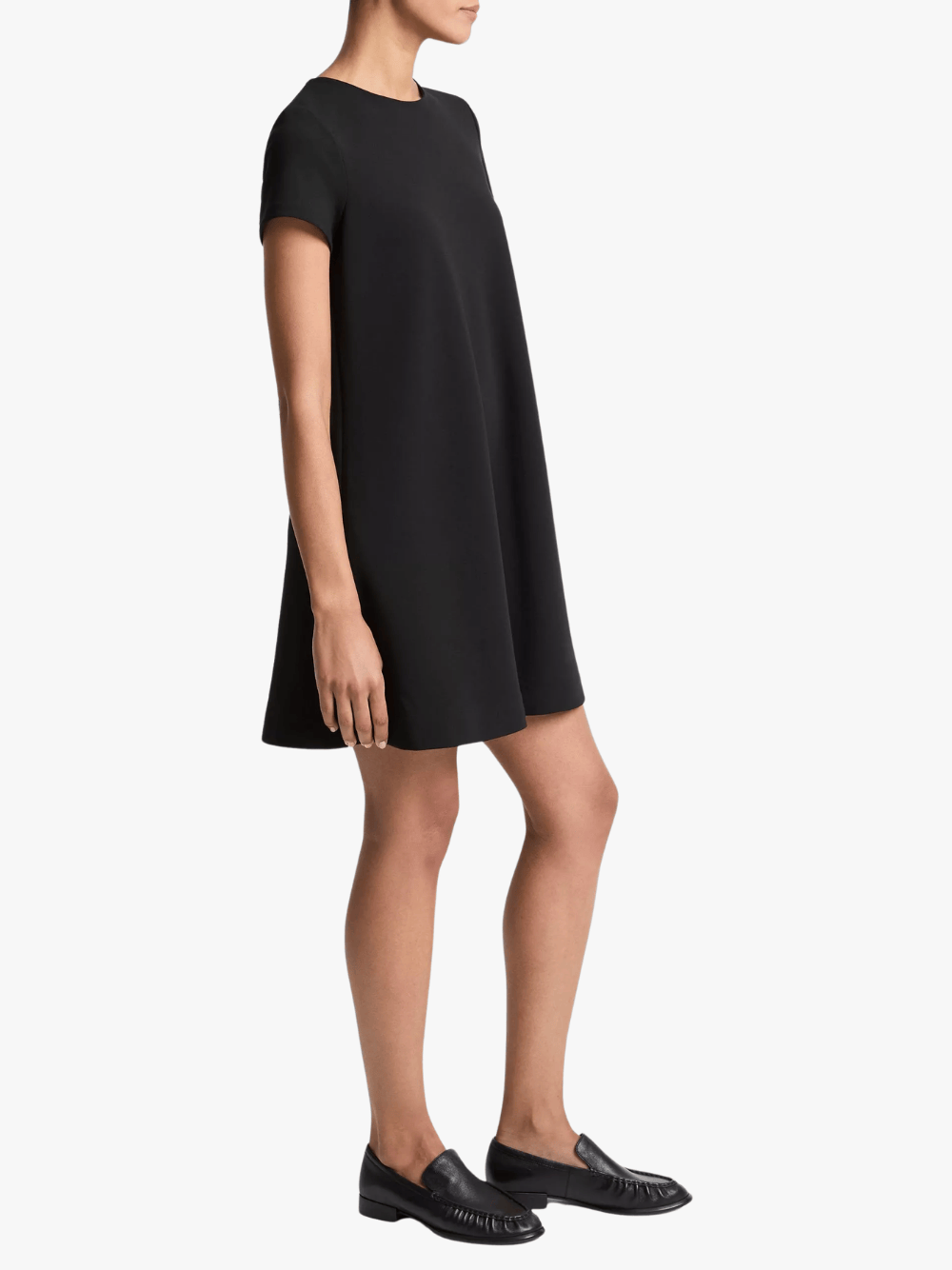 Vince Bias Short‑Sleeve Dress Schwarz Damen