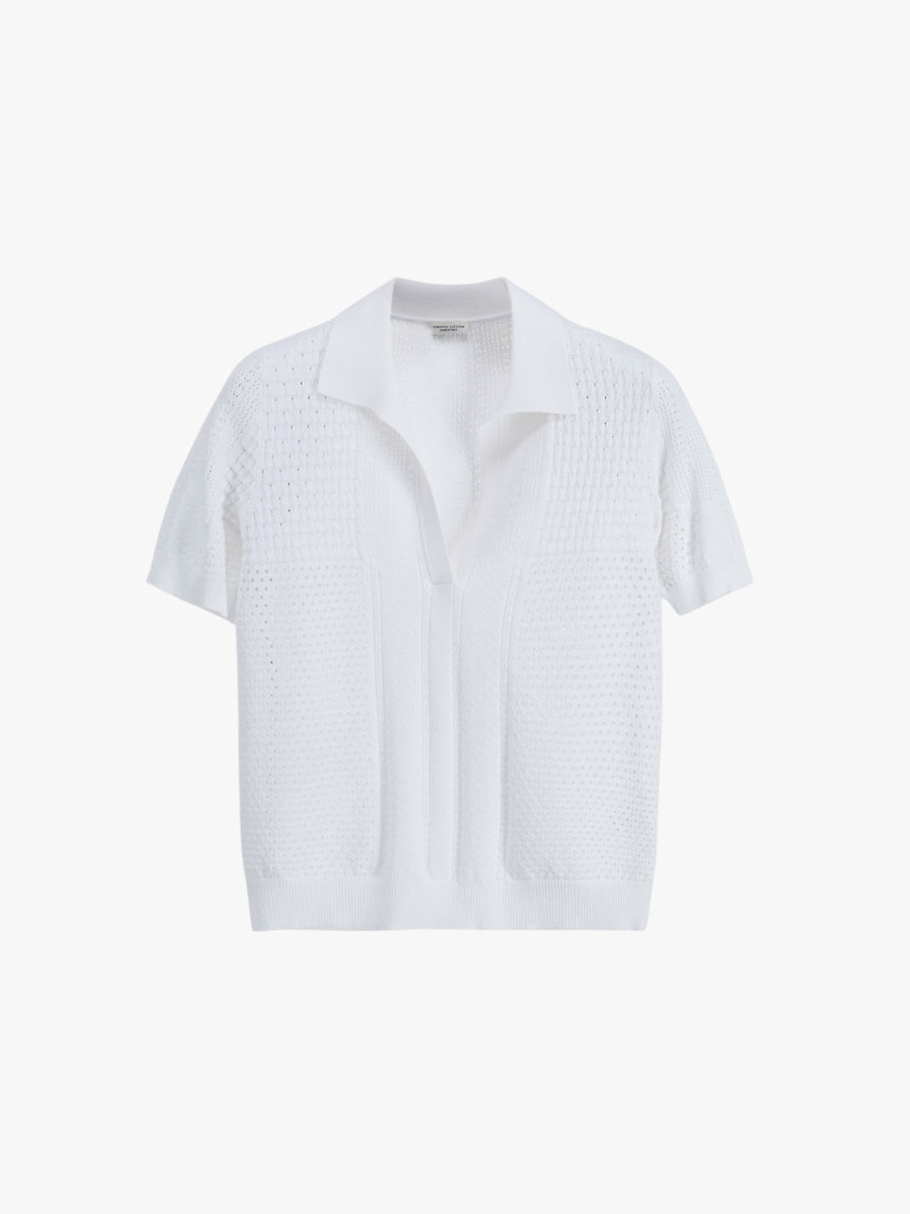 Roberto Collina Mixed‑Stitch White Frauenpoloshirt