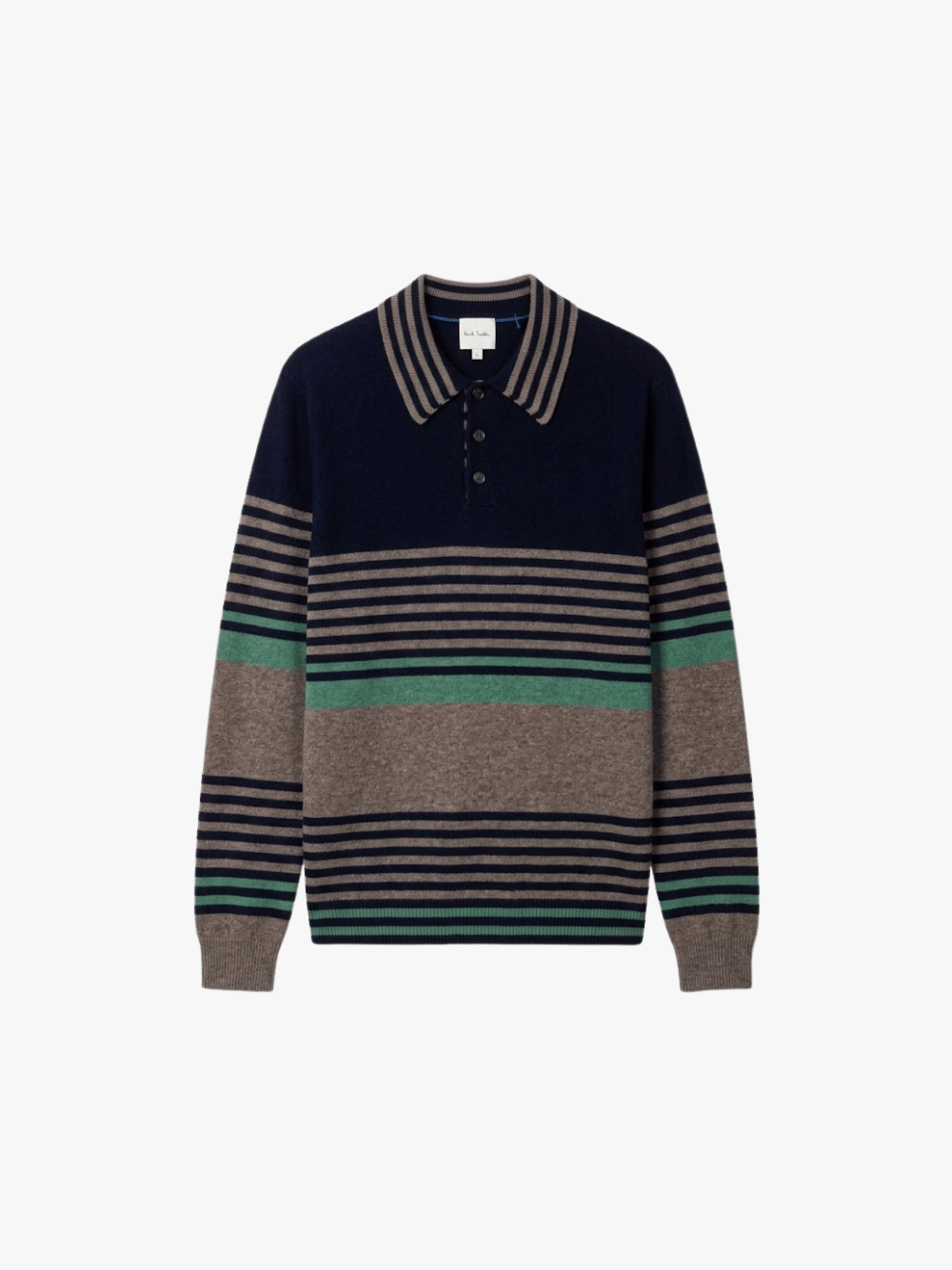 Paul Smith Stripe Cashmere Polo Sweater Braun/Schwarz Herren