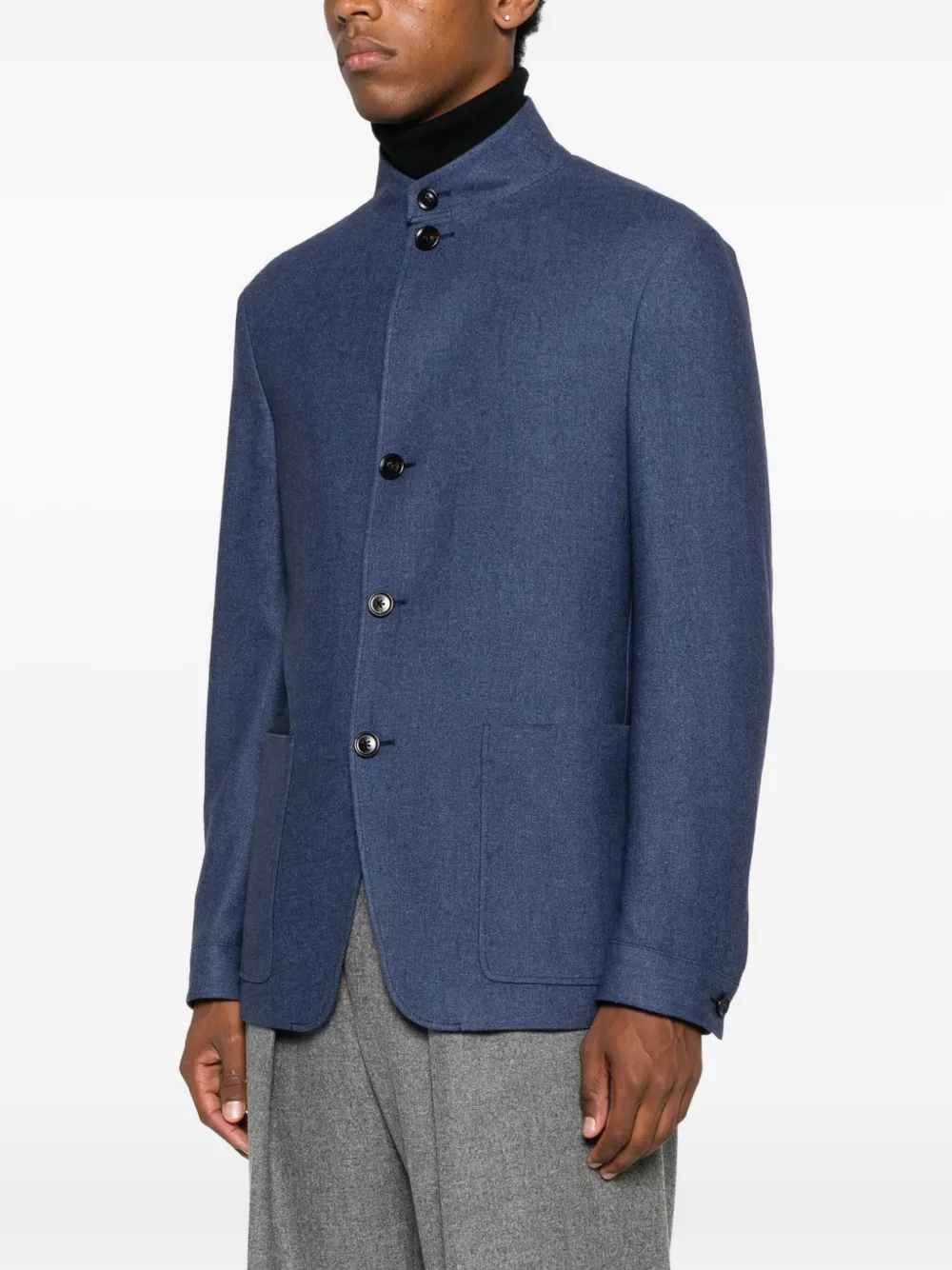 Zegna Jacke mit Stehkragen und aufgesetzten Taschen Blau Herren