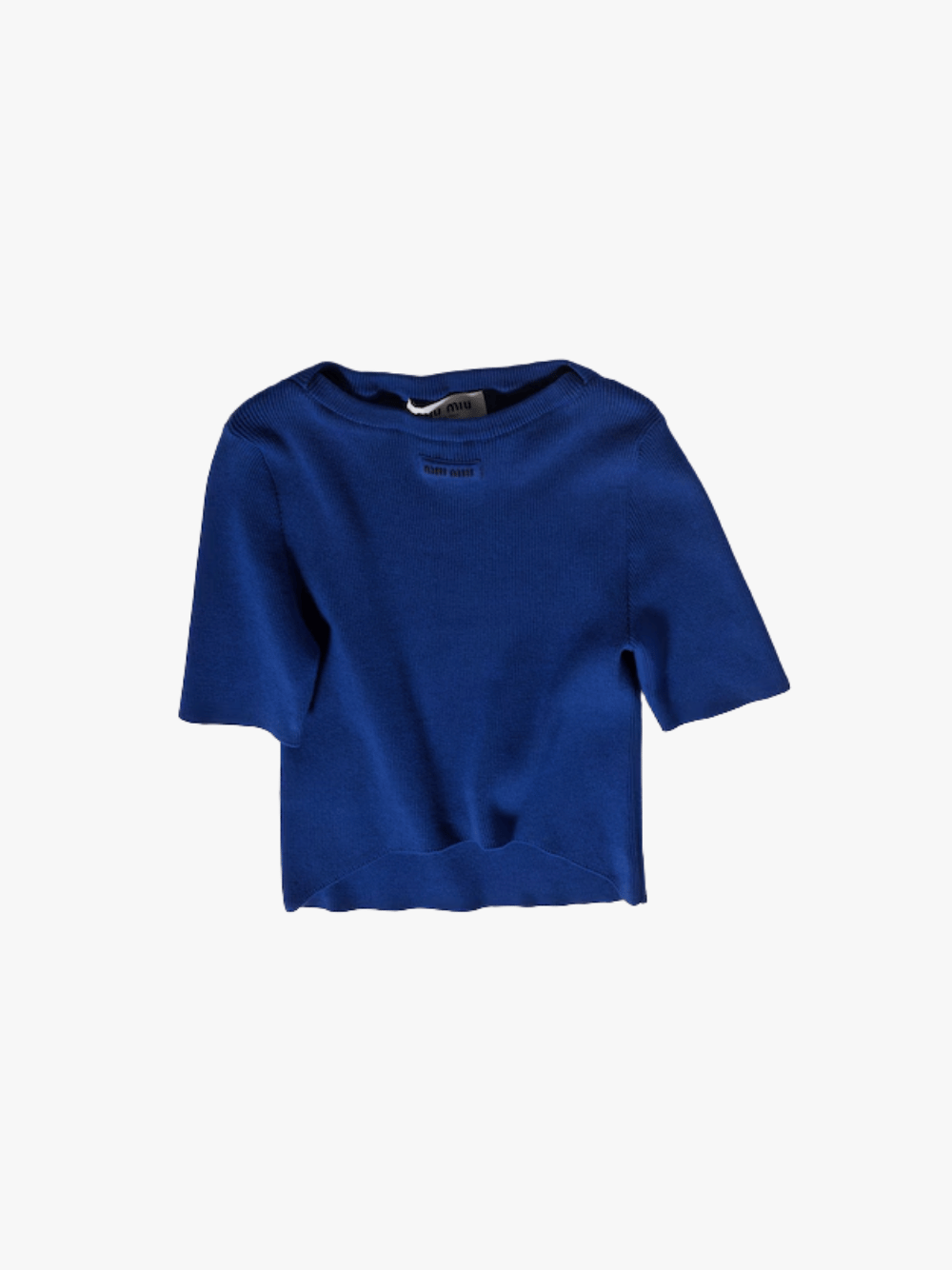 Miu Miu Baumwollpullover mit U-Ausschnitt Blau Damen