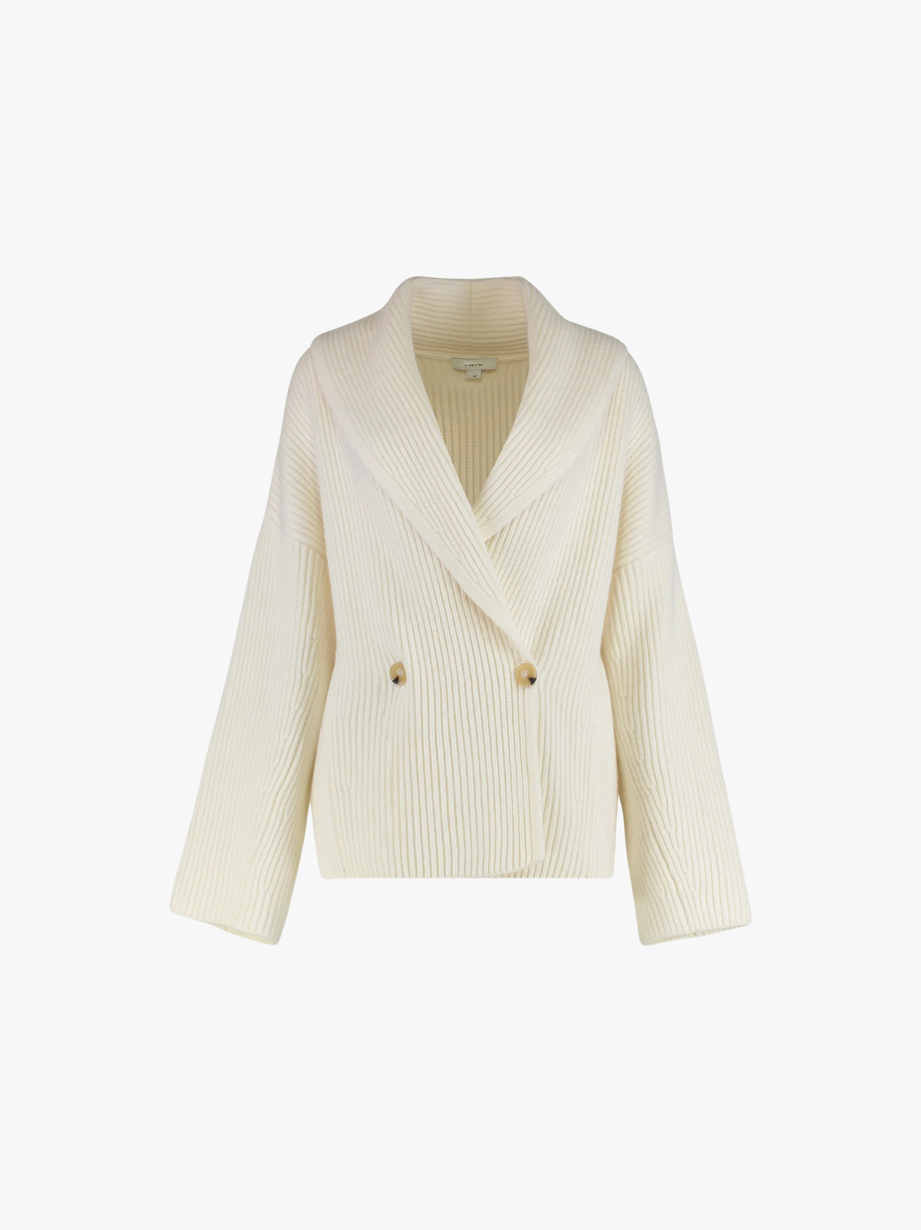 Vince Gerippter Doppelreihiger Cardigan Beige Damen
