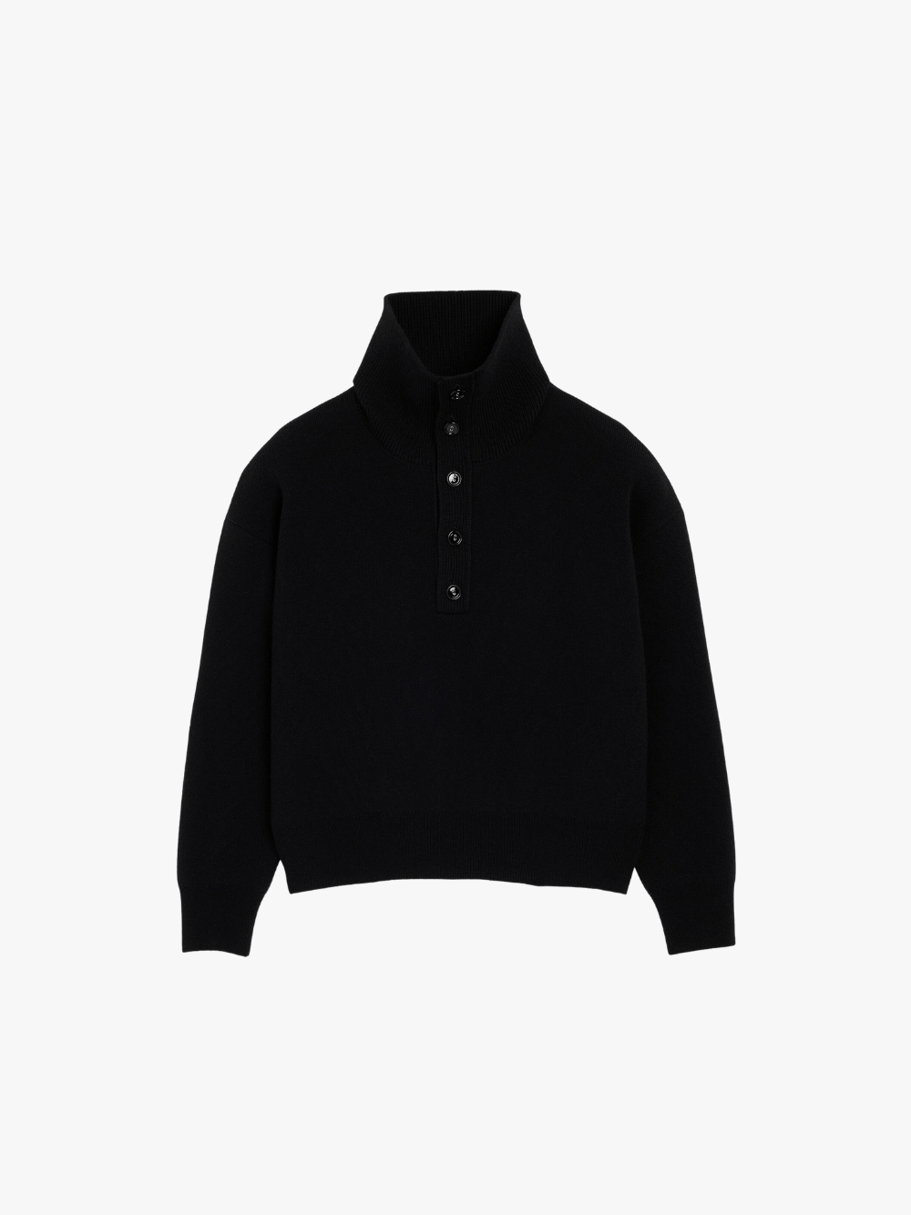 Ami Paris High Buttoned Collar Sweater Schwarz Herren