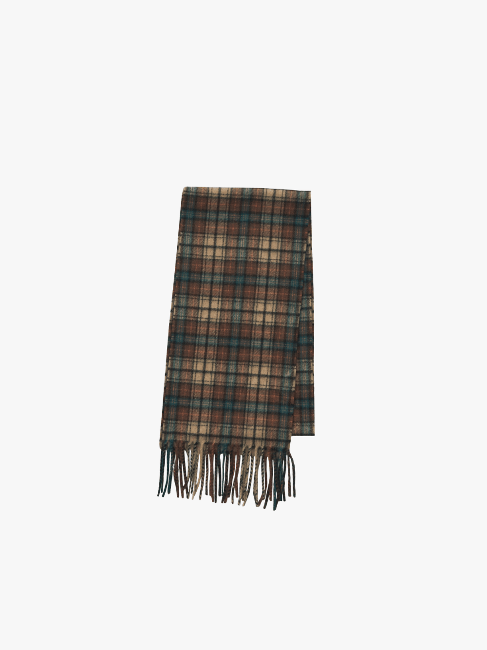 Auralee Cashmere Check Long Stole Red Brown Men's