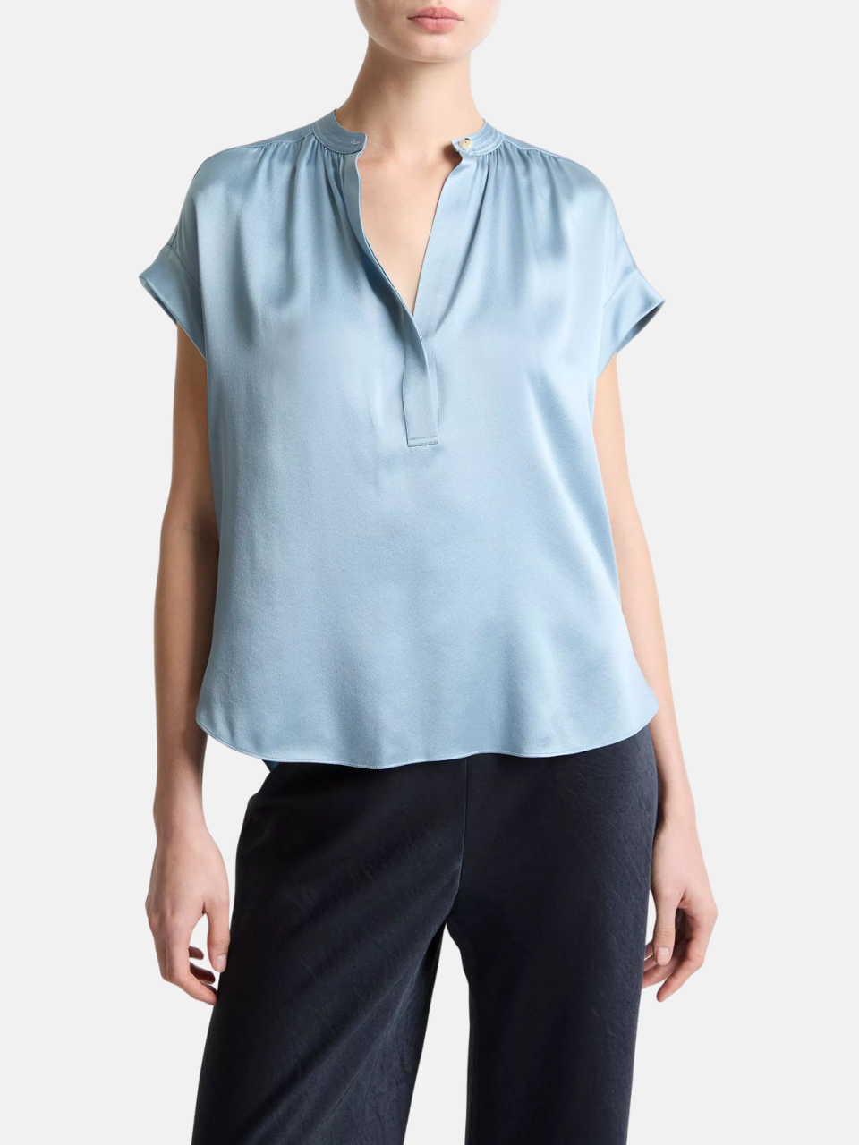 Vince Silk Gathered Cap-Sleeve Blouse Del Mar Women’s Blouse