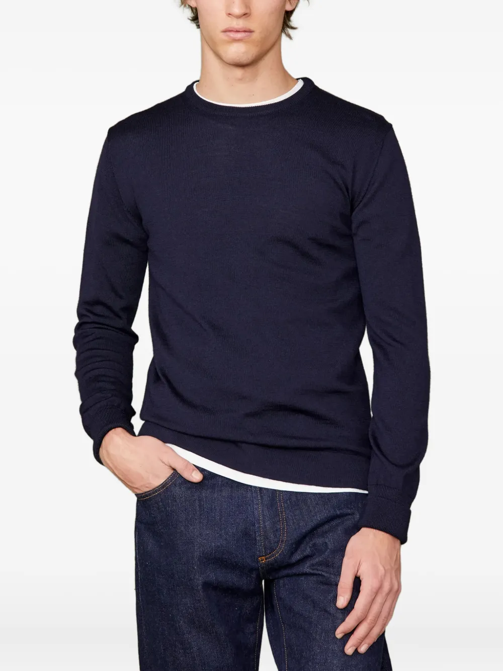 Officine Générale Crew Neck Sweater Navy Men