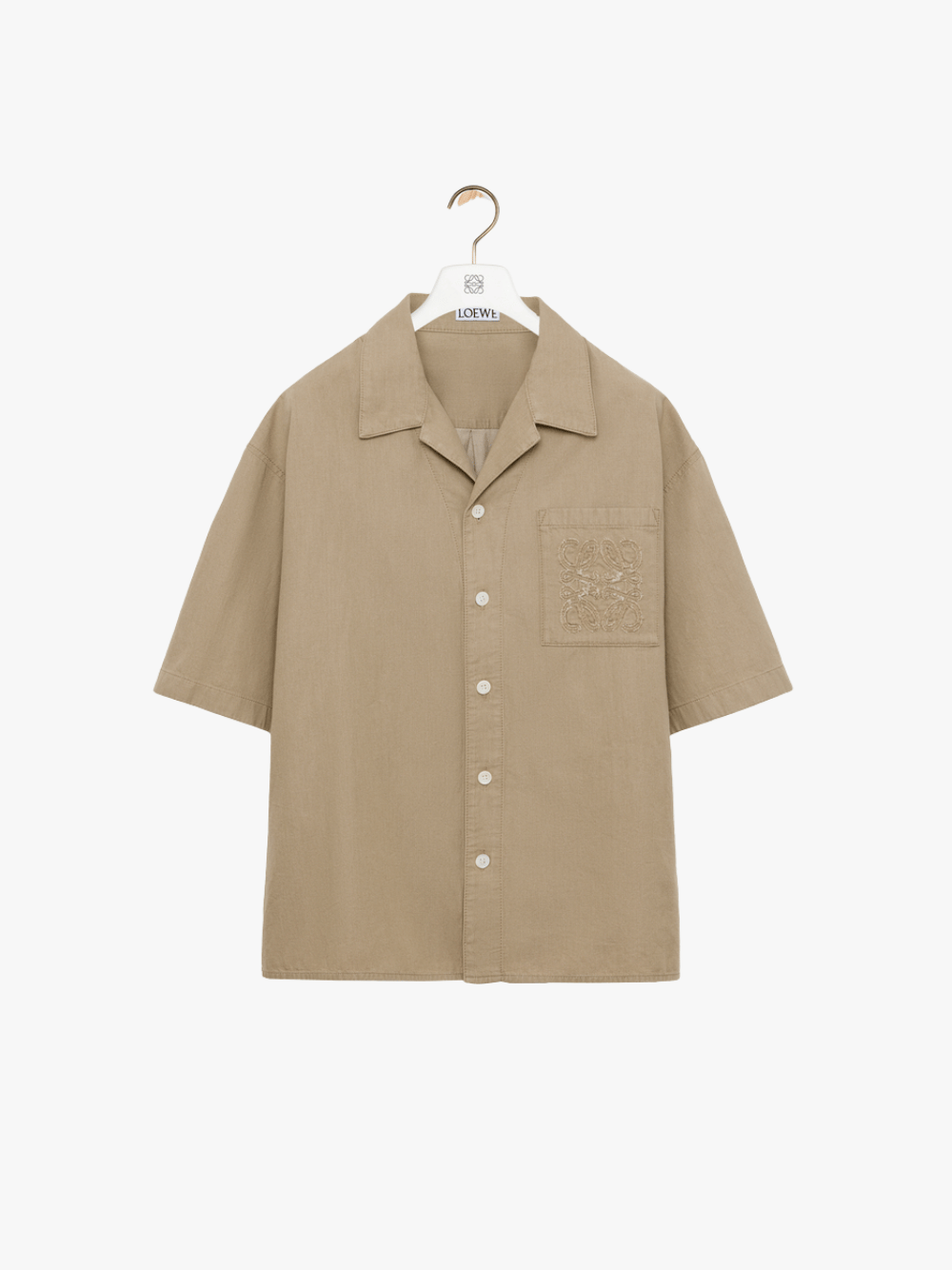 Loewe Short Sleeve Shirt in Cotton Beige Men